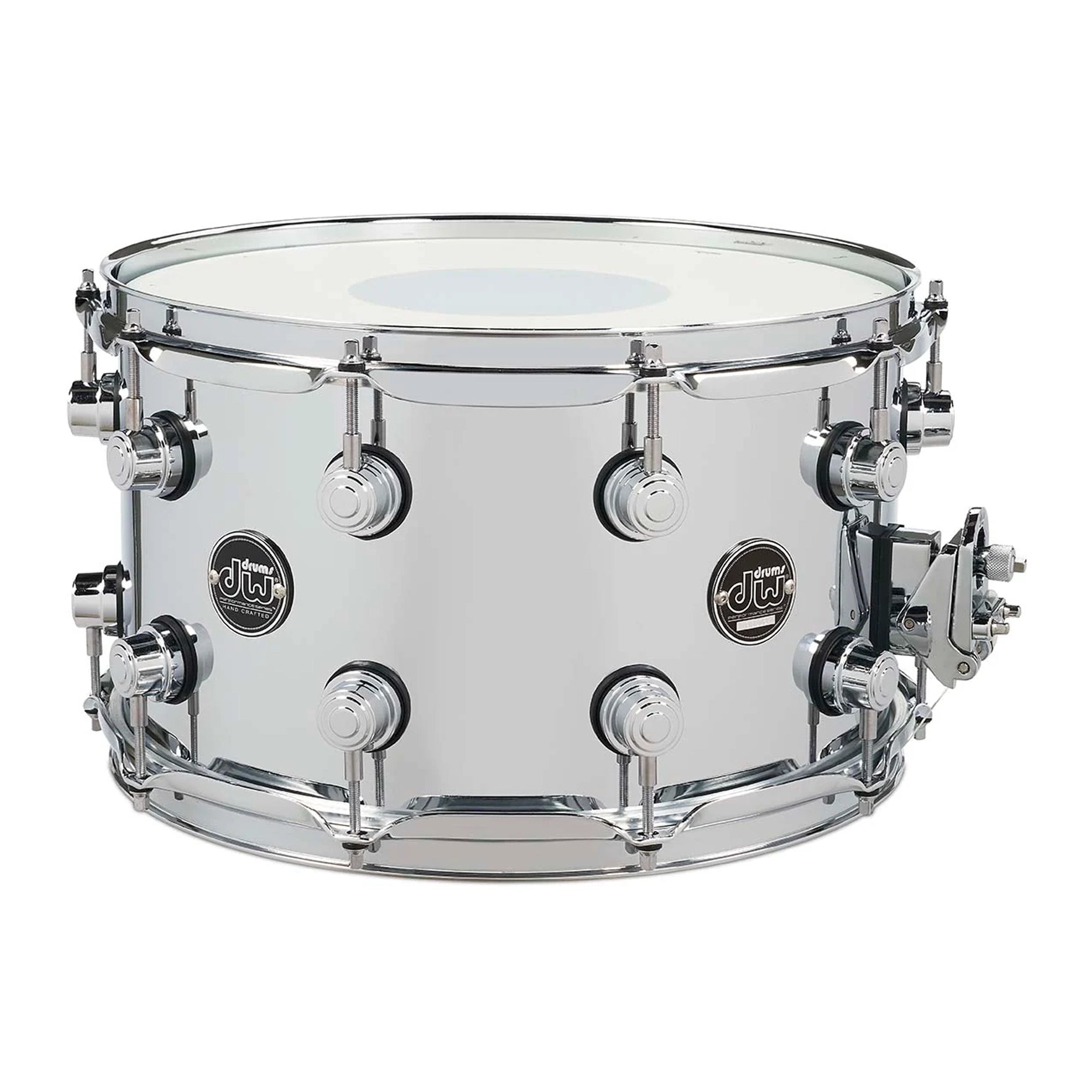 DW Performance Series Steel 8 x 14 inch Snare Drum - Polished Chrome Finish | Professional Drum Kit Accessory for Live Performances & Studio Recording