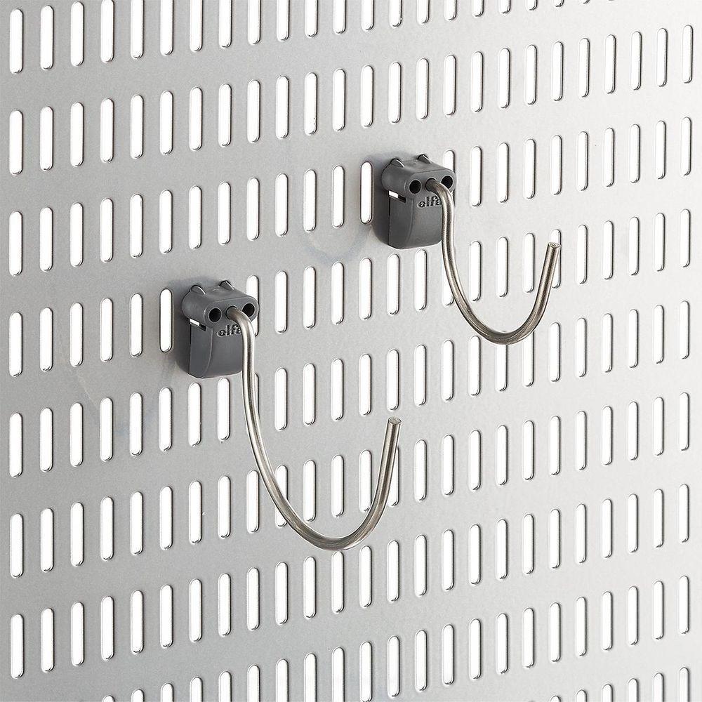 Elfa Small Round Metal Storage Hooks (2 Pack, Grey) - Perfect for Organizing Kitchen, Bathroom, and Office Spaces