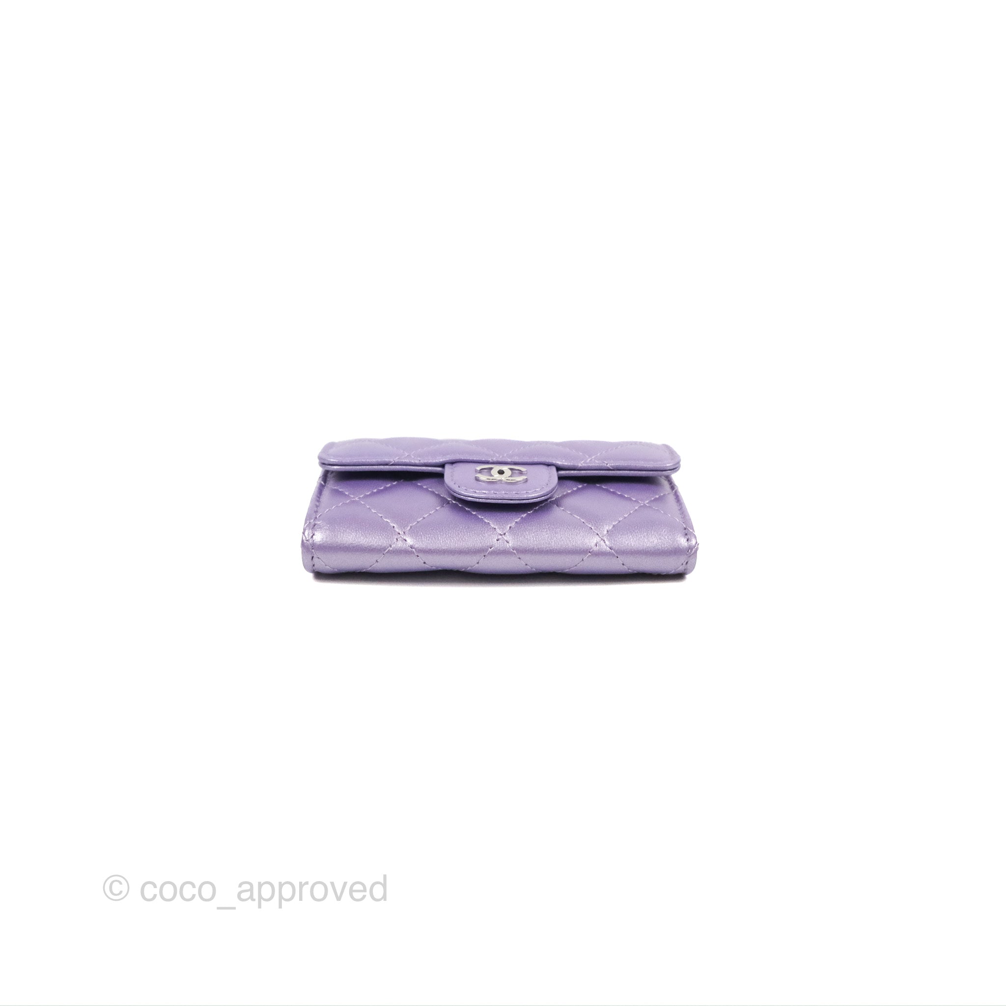 Chanel Classic Flap Card Holder - Quilted Iridescent Purple Lambskin with Silver Hardware | Luxury Wallet for Women, Perfect for Everyday Use & Special Occasions