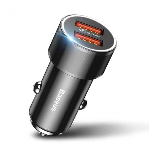 Baseus 36W QC3.0 Fast Car Charger with Dual USB Ports - Compatible with iPhone X/8/8 Plus, OnePlus 5T, Xiaomi Mix 2S, Samsung Galaxy S9+ - Perfect for Road Trips & Daily Commute