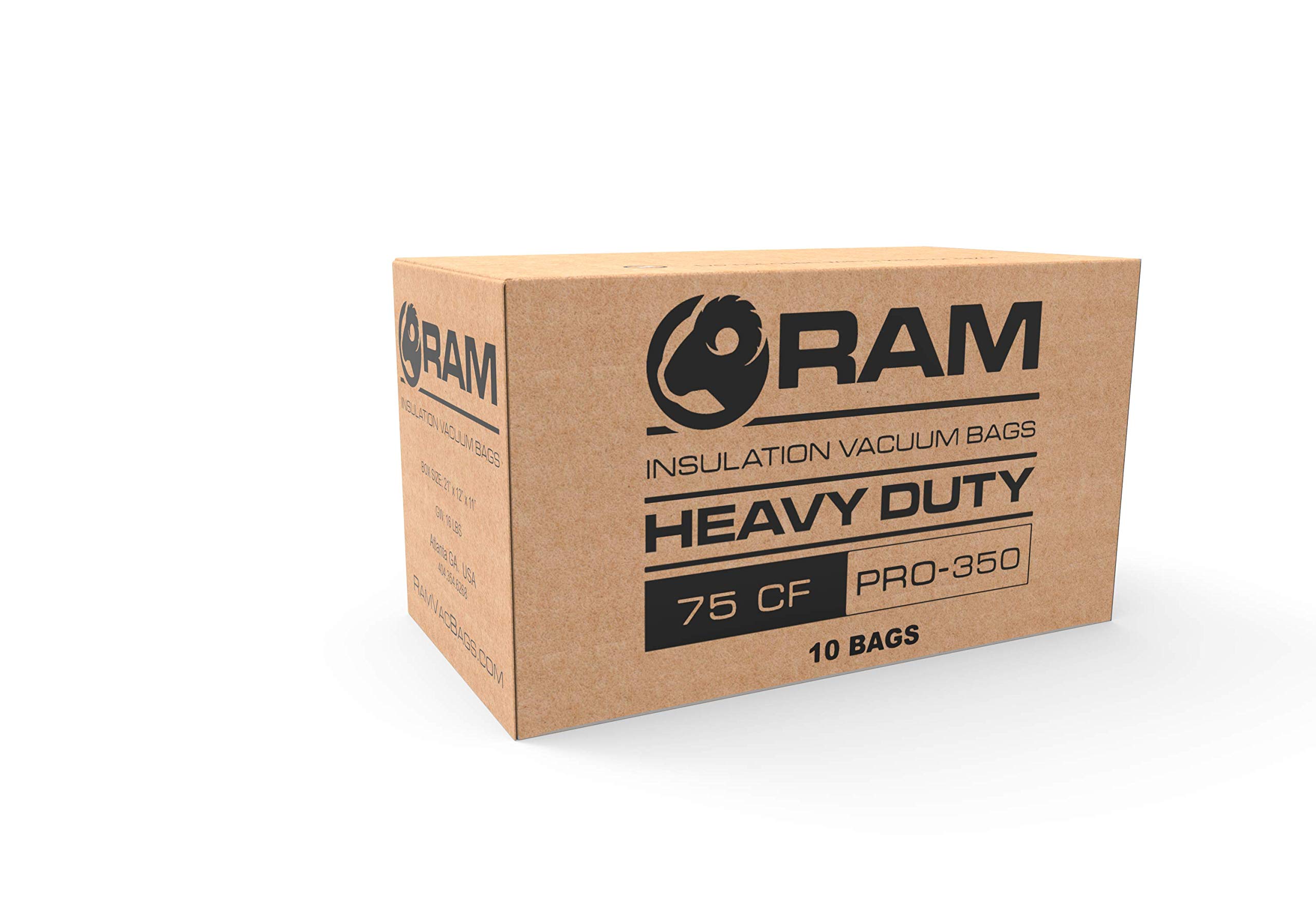 Heavy Duty 6ft x 4ft Insulation Vacuum Bags by RAM - 75 Cubic Feet Capacity, Low Dust (10 Pack) for Home Storage & Moving