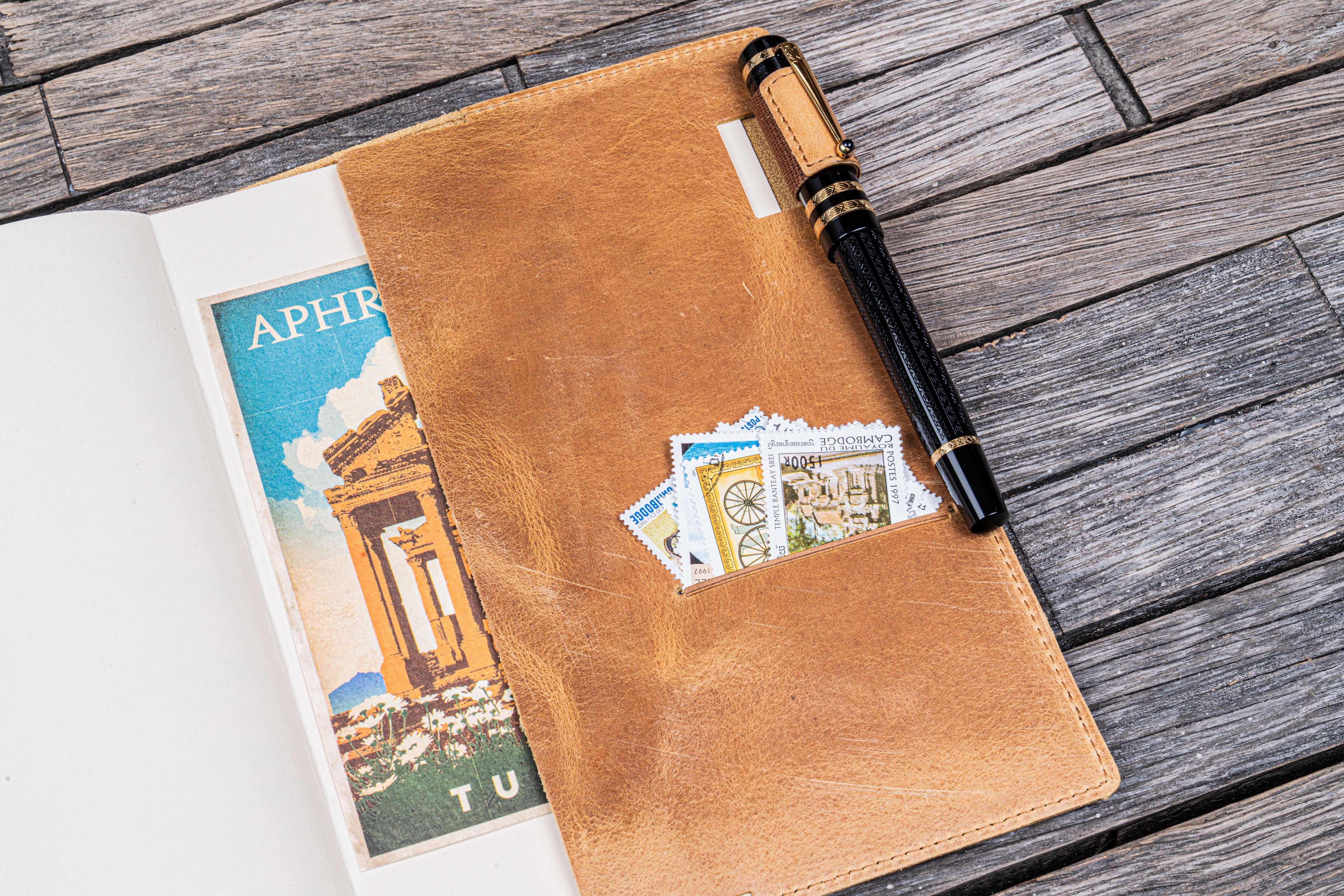 Premium Leather A5 Notebook Cover - Slim Crazy Horse Honey Ochre Planner Case for Journal, Diary & Organizer | Perfect for Office, School & Travel Use