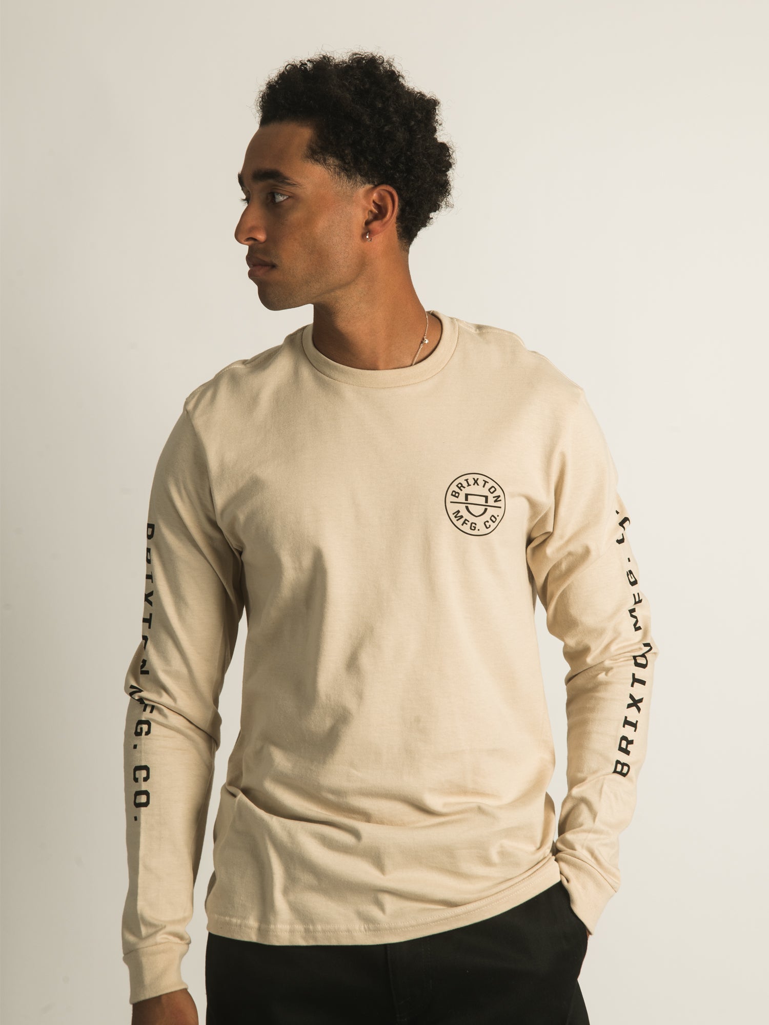 Brixton Crest Long Sleeve T-Shirt for Men | Soft Cotton Crewneck Tee | Casual & Streetwear Style | Perfect for Everyday Wear, Layering & Outdoor Activities