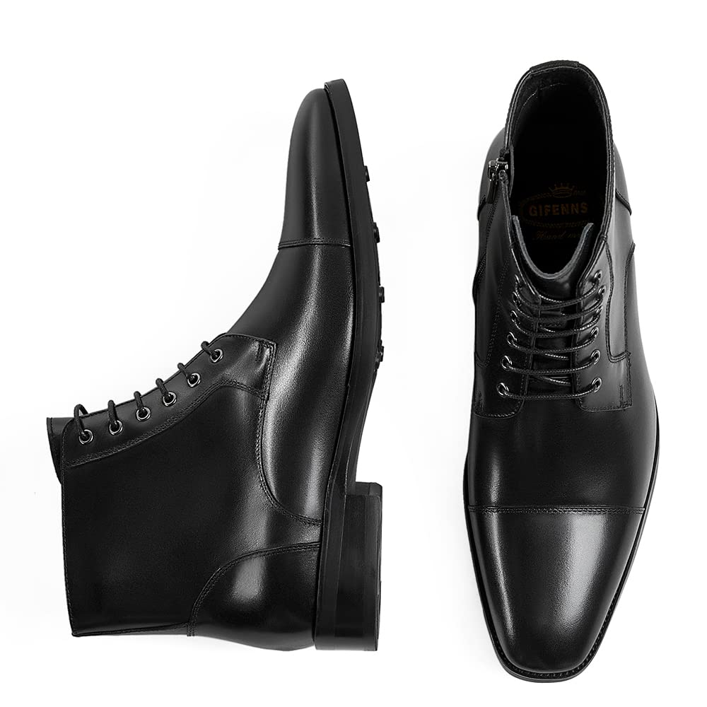 GIFENNSE Men's Dress Boots - Formal Chelsea Boots for Men | Waterproof Leather Ankle Boots for Business, Office & Wedding Occasions