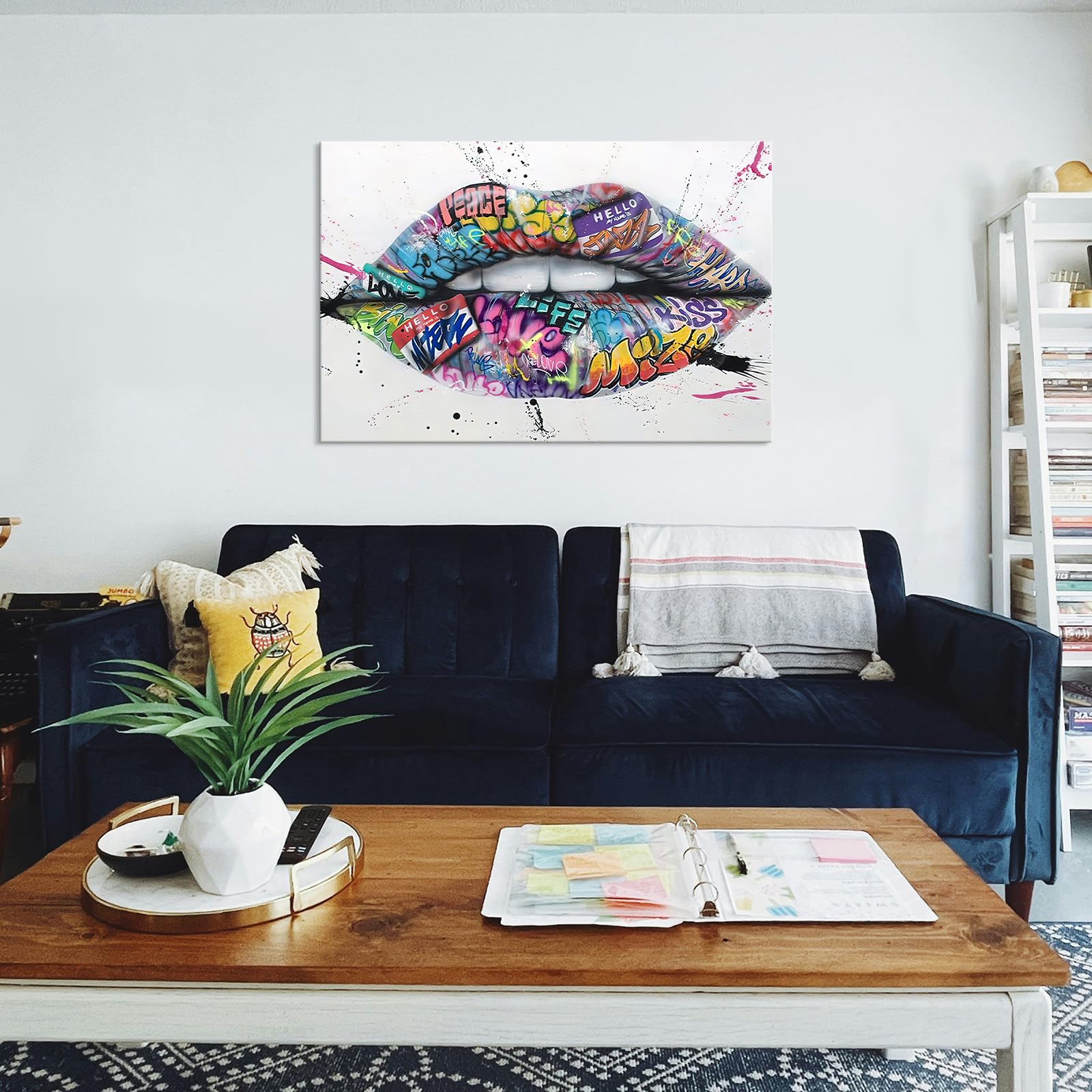 Lip Graffiti Wall Art Poster - Vibrant Street Art Decor for Living Room & Bedroom (28x40 Inches) - Perfect for Urban Home & Office Decor