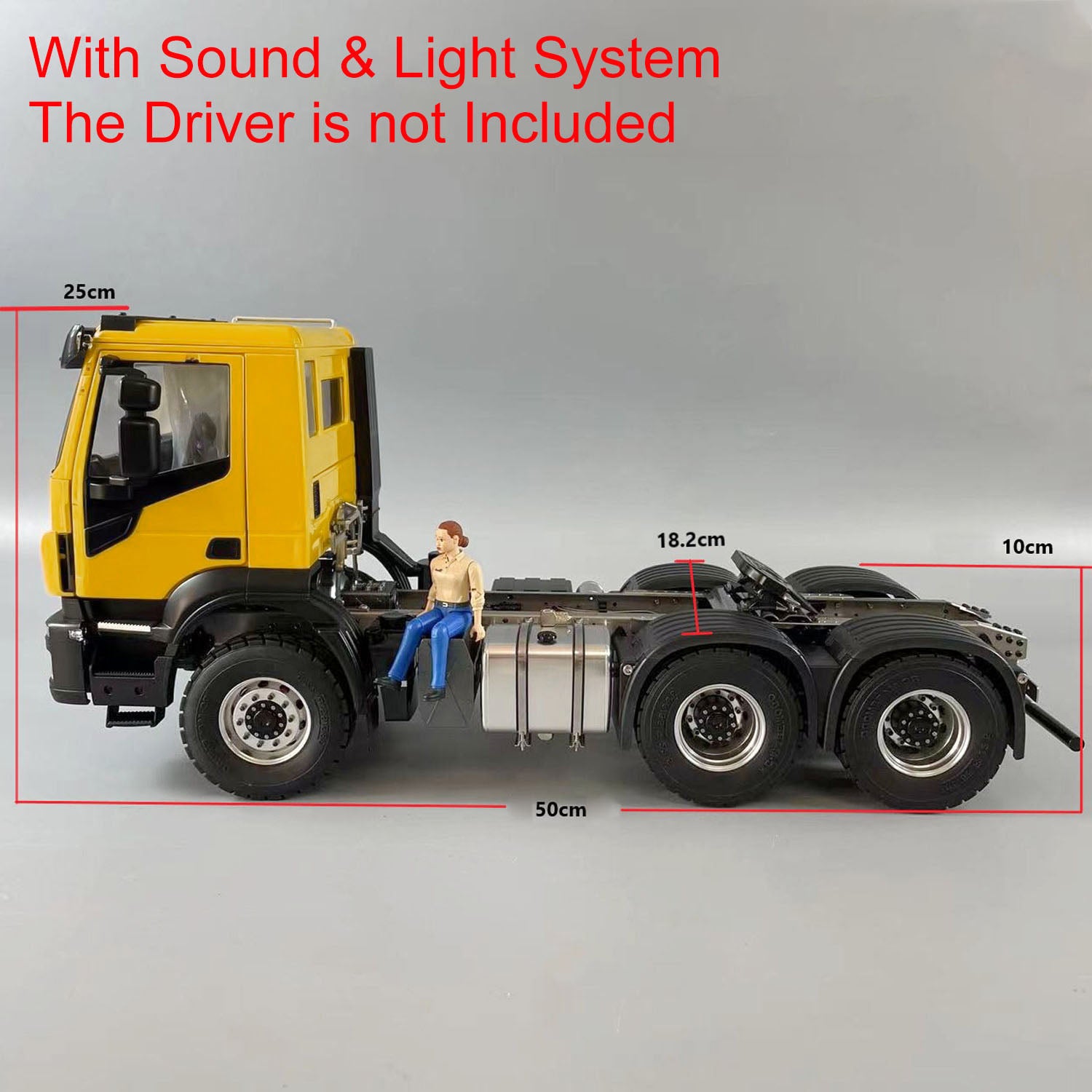 1/14 Scale Metal 6x4 RC Tractor Truck - Remote Control Car with Differential Lock, Light & Sound System - Ready-to-Run Assembled & Painted Model - Perfect for Off-Road Play, Collecting, and RC Hobby Enthusiasts