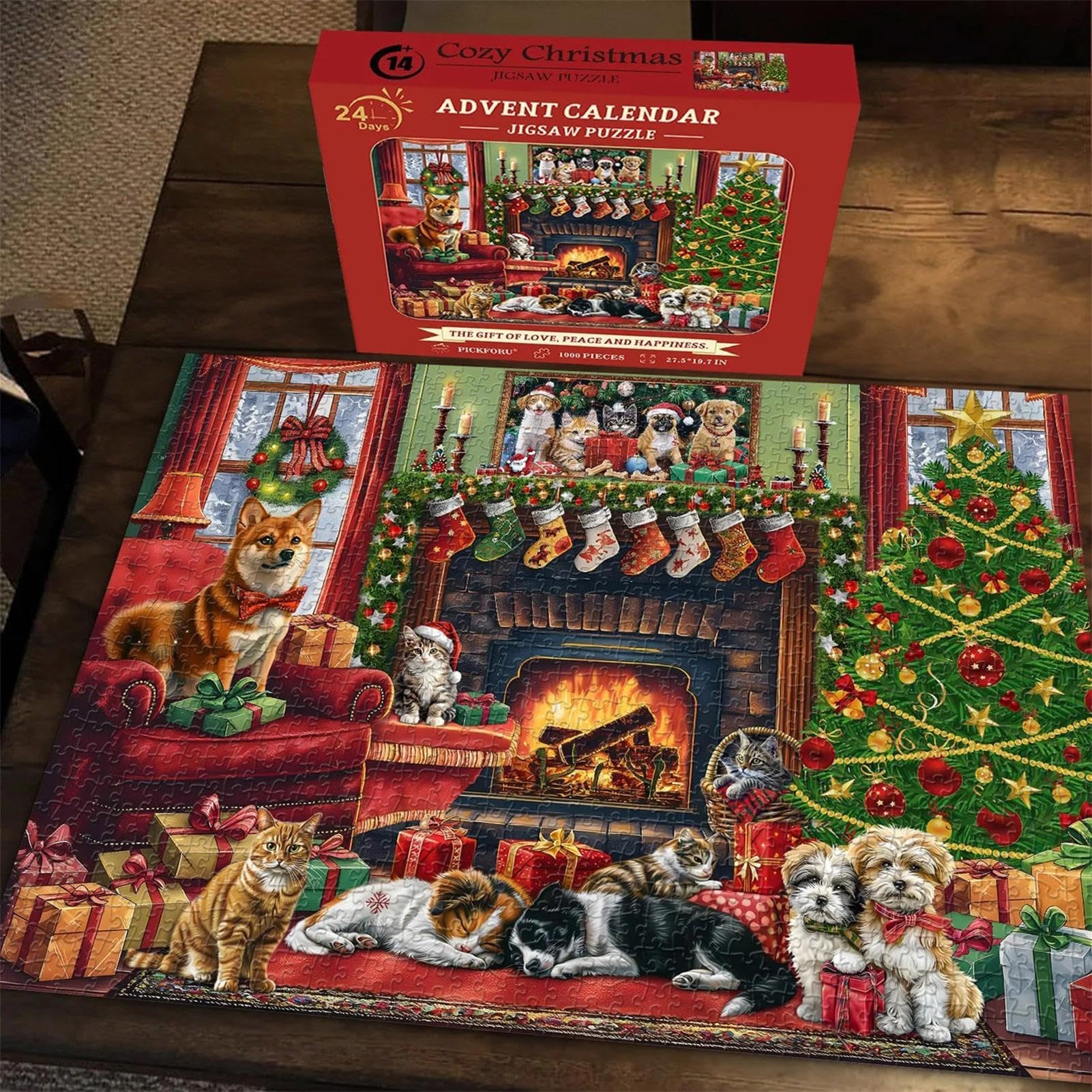 Christmas Advent Calendar Puzzle - 24-Day Dog Themed Advent Puzzle with 1000 Pieces - Festive Holiday Countdown Puzzle for Adults & Families - Perfect for Christmas Decorations & Holiday Gift Giving