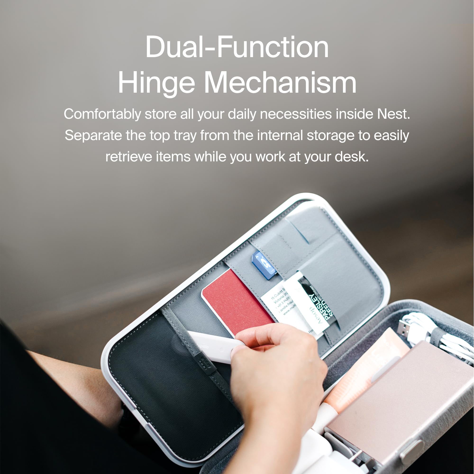 Orbitkey Nest - Premium Portable Desk Organizer with Wireless Charger | Customizable Polycarbonate & Nylon Case | Compact 9.5