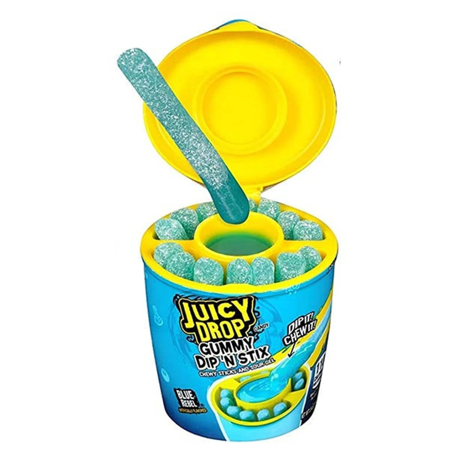 Bazooka Juicy Drop Gummy Dip and Sticks - 8 Count Box | Sour Candy for Kids, Sweet and Tangy Treats for Parties, Movie Nights, and Snack Time