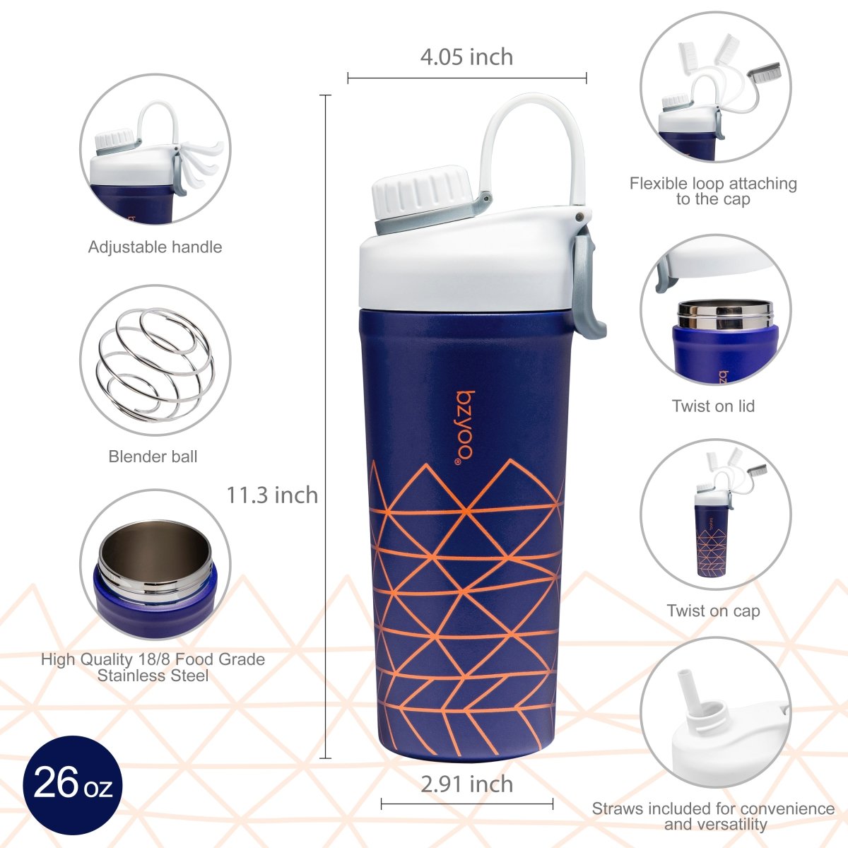 26oz Stainless Steel Double Wall Insulated Tumbler with Lid & Straw - Spidy Blue - Keeps Drinks Cold/Hot for Hours - Perfect for Outdoor, Gym, Office & Travel