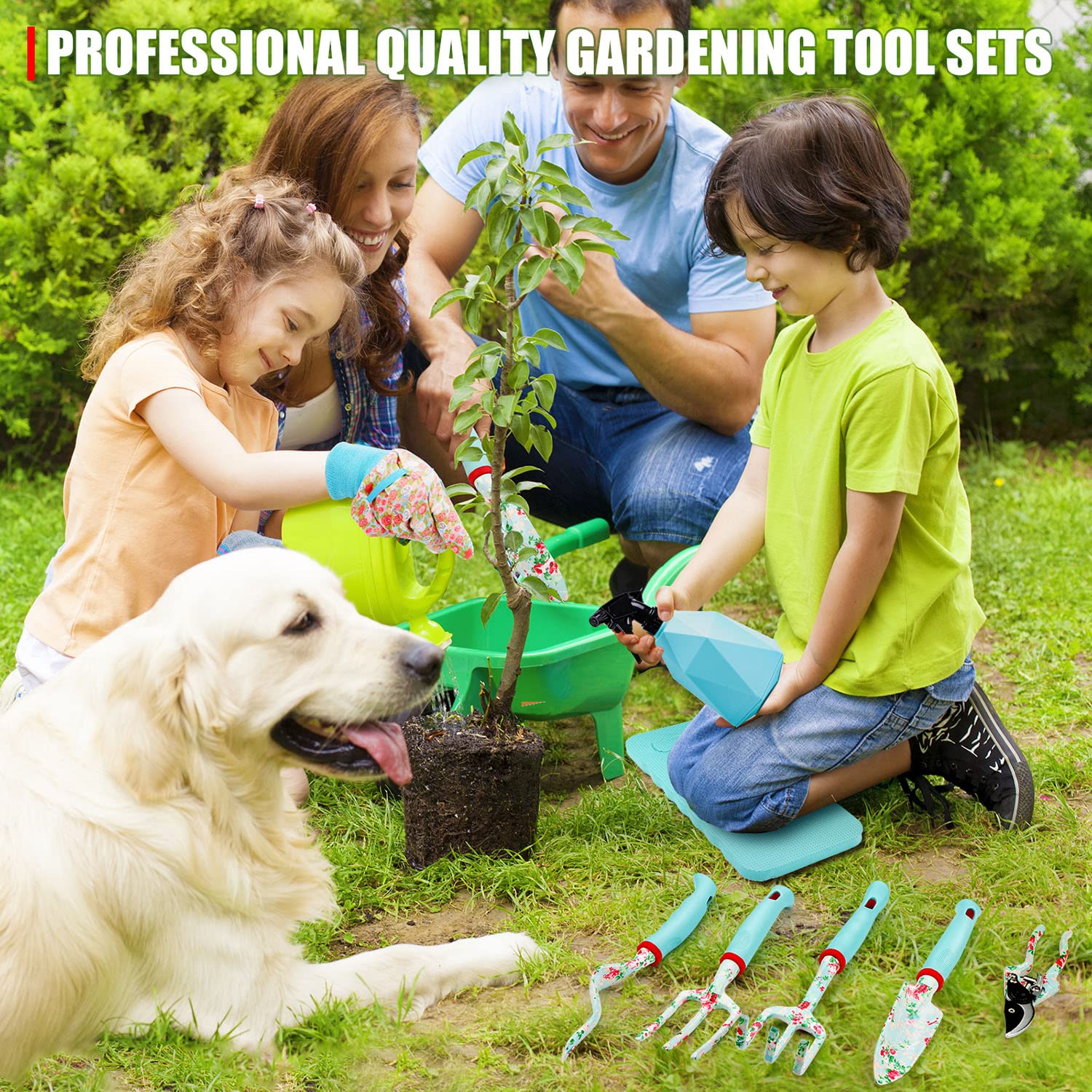 11-Piece Heavy Duty Gardening Tool Set with Medium Long Gardening Gloves - Perfect Gardening Gifts for Women, Ideal for Planting, Weeding & Outdoor Yard Work