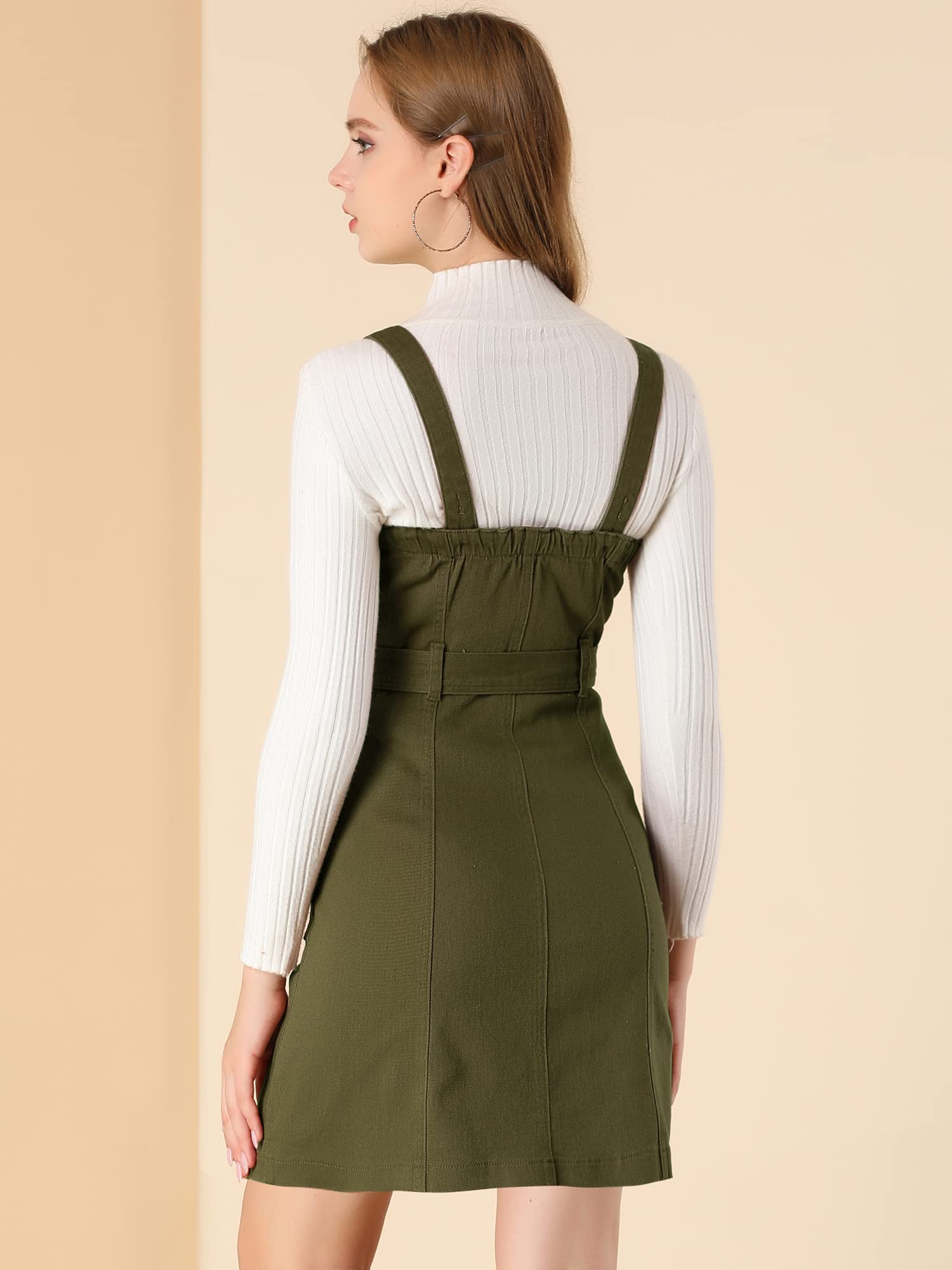 Allegra K Women's Classic Denim Pinafore Dress with Adjustable Straps - Casual Overalls for Spring, Summer & Everyday Wear