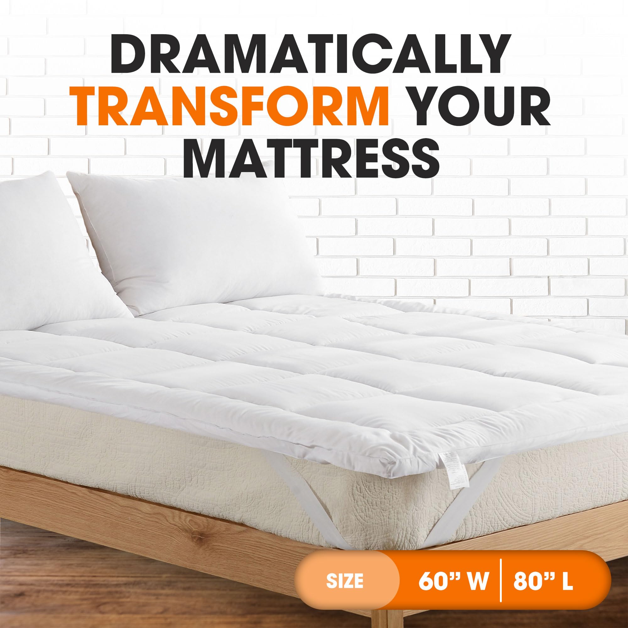 Cheer Collection Plush Mattress Topper - King Size Pillow Top Mattress Pad for Back Pain Relief & Pressure Relief, Premium Down Alternative Bed Topper with Elastic Anchor Bands, Hypoallergenic & Breathable - Perfect for Guest Beds, Master Bedrooms & Luxury Hotel Style Comfort