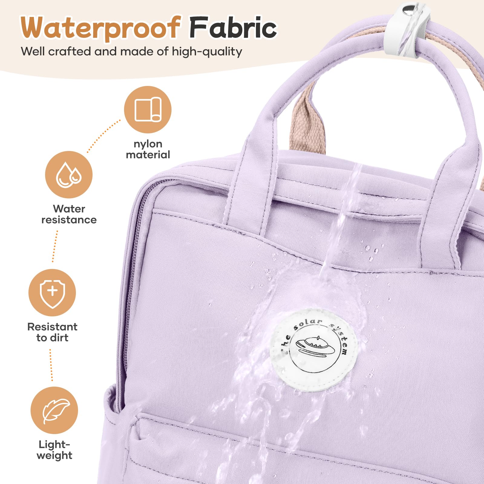 SUWASP Small Waterproof Backpack for Women & Men - Lightweight School Bookbag for Middle/High School & College - Mini Classic Travel Daypack for Teens & Adults - Casual Use for Daily Commute, Hiking & Outdoor Activities - Purple