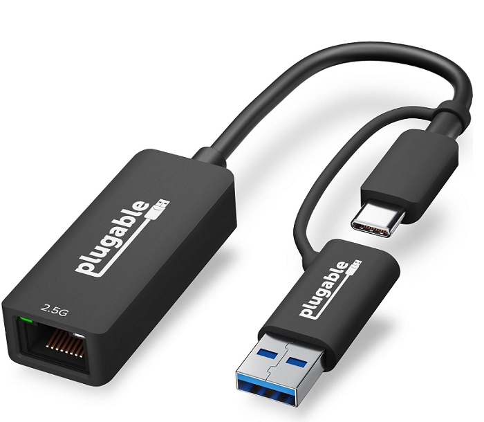 Plugable 2.5G USB-C to Ethernet Adapter with USB 3.0 Compatibility - High-Speed Wired Internet Connection for Laptops, MacBooks, and Gaming PCs - Perfect for Home Office, Online Gaming, and Video Conferencing