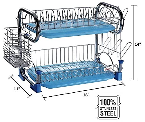 Premium AMOL® Stainless Steel Dish Drying Rack & Utensil Holder - Space-Saving Kitchen Organizer for Countertop, Sink, or Cabinet (Elegant Design) - Perfect for Small Kitchens, Apartments, and Dish Drainer Needs