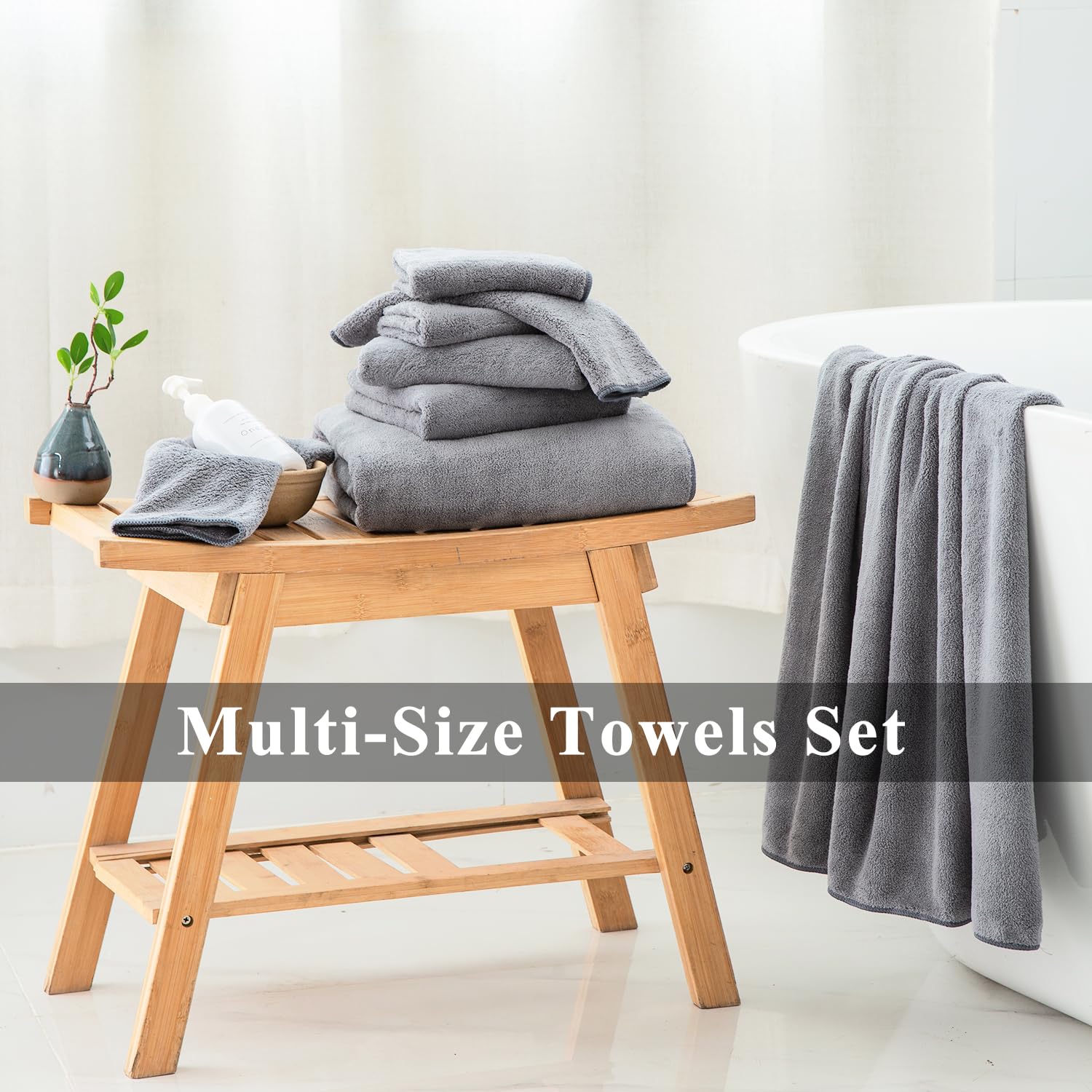 MINCHI 4-Piece Oversized Bath Towels Set - Ultra Soft & Highly Absorbent 600 GSM Bath Sheets (35