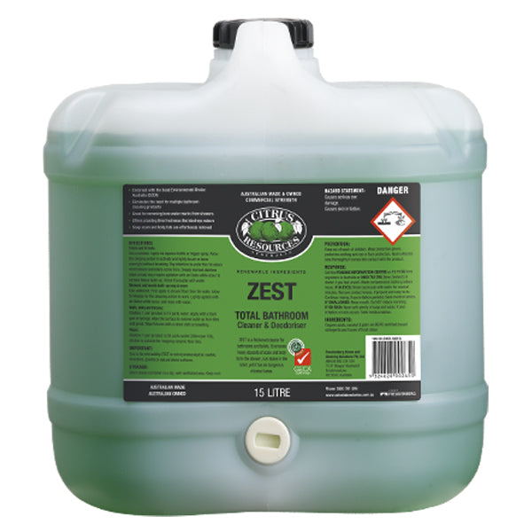 Citrus Resources Zest Concentrated Total Bathroom Cleaner & Deodorizer - Powerful Stain Remover for Tiles, Sinks & Showers | Fresh Lemon Scent for Sparkling Clean Bathrooms