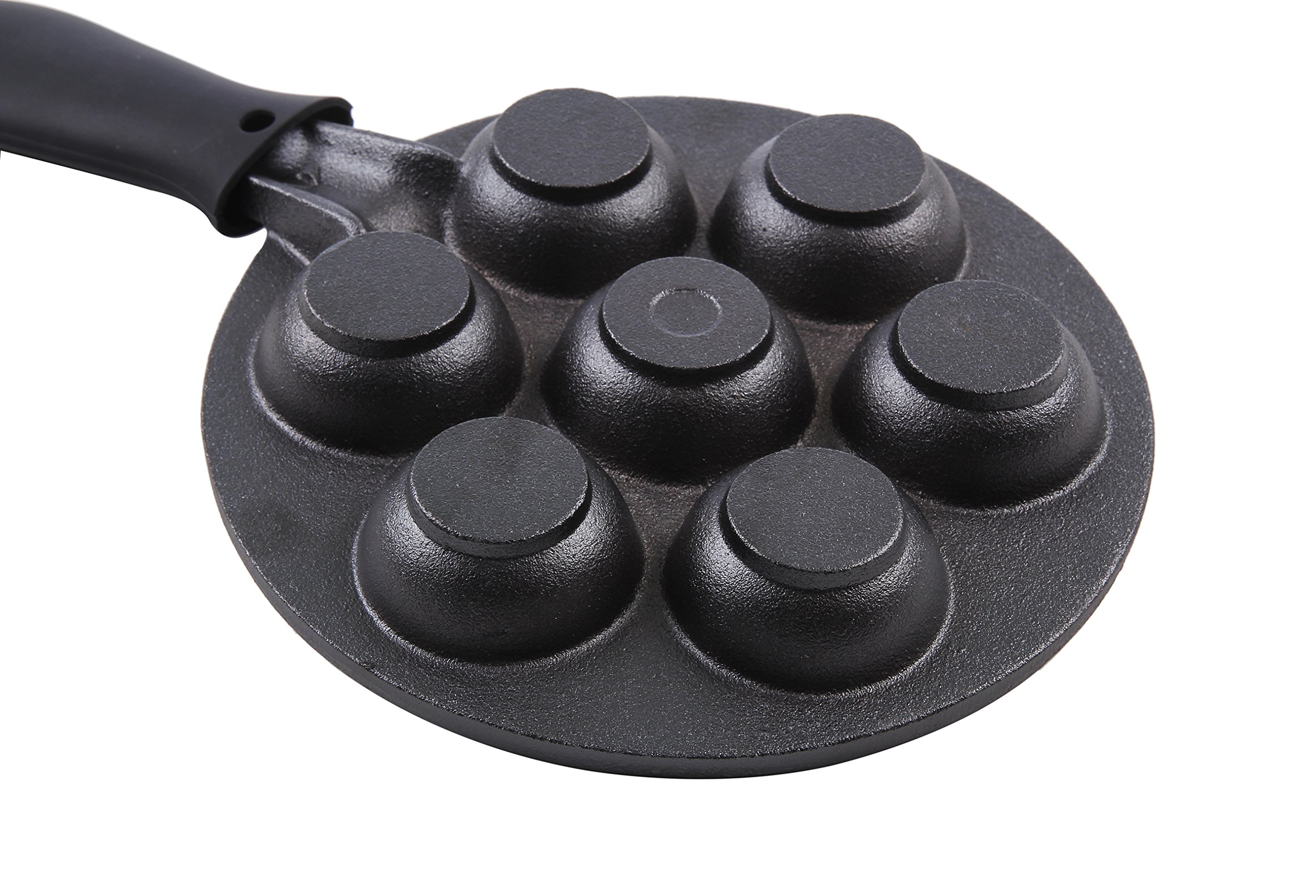 Upstreet Cast Iron Aebleskiver Pan - Danish Ebelskiver Pan for Mini Pancakes, Cake Pops & Takoyaki | Perfect for Breakfast, Desserts & Party Snacks (Black)