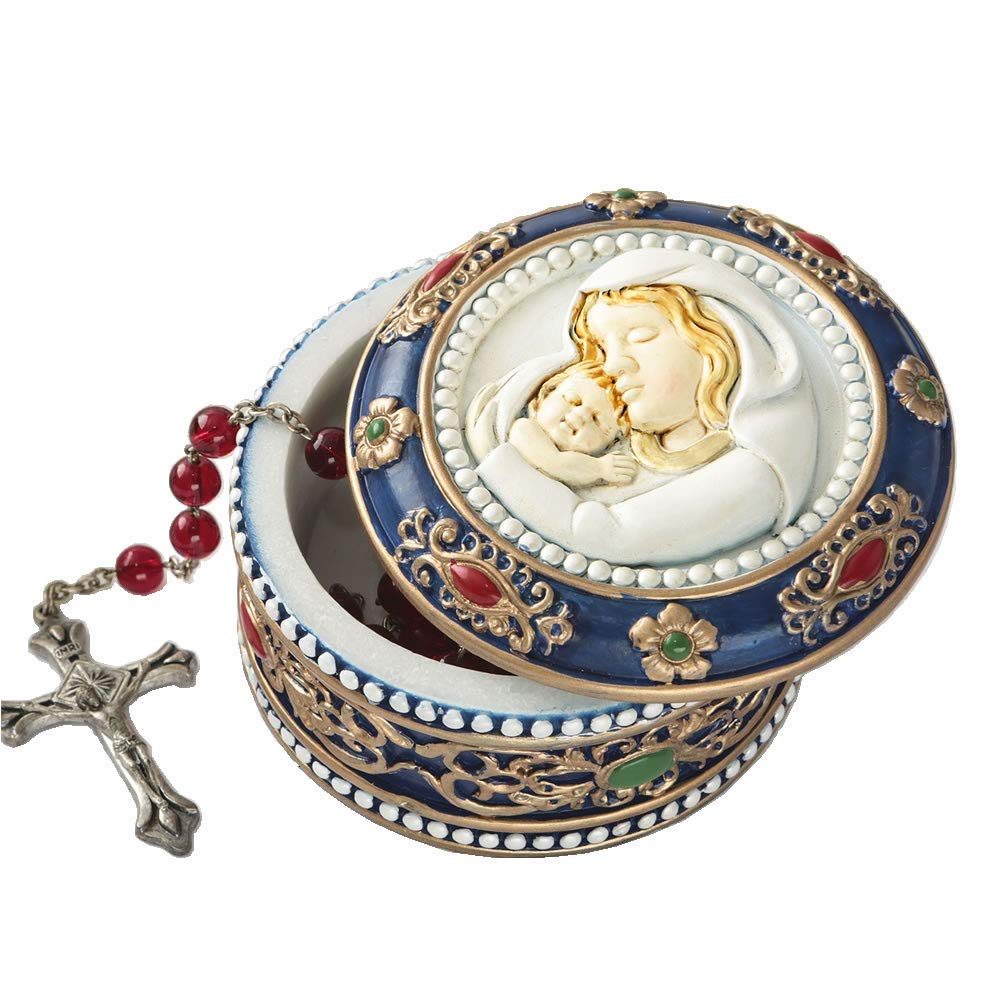 Fashioncraft Baptism First Communion Christening Favors - Madonna and Child Rosary Trinket Box Set of 35 | Religious Keepsake Gift for Baby Baptism, First Holy Communion & Christening Ceremonies