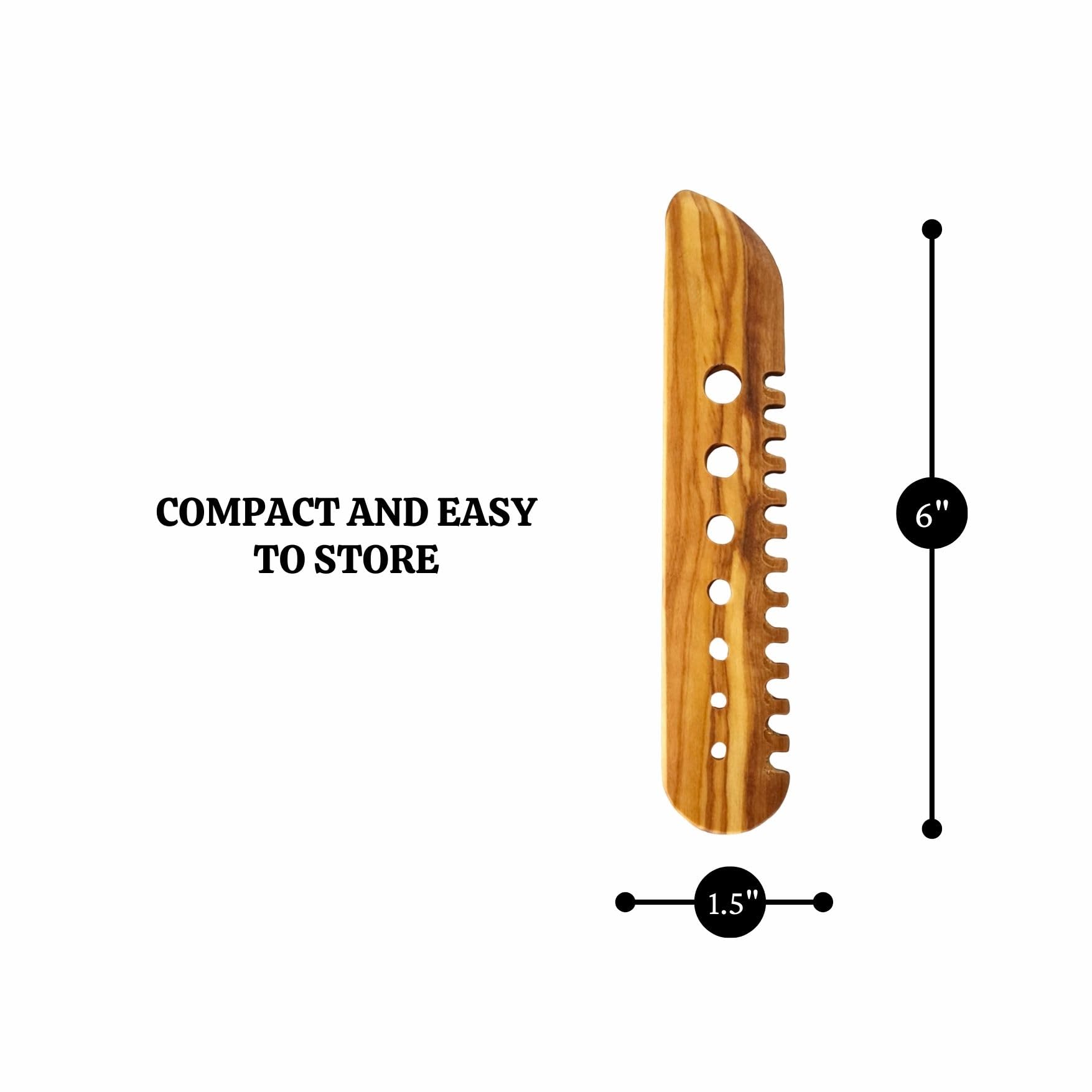 Olive Wood Herb Stripping Tool - Handmade Wooden Cutting Knife for Kitchen - Perfect for Chopping Herbs, Vegetables & Spices - Ideal for Home Chefs & Cooking Enthusiasts