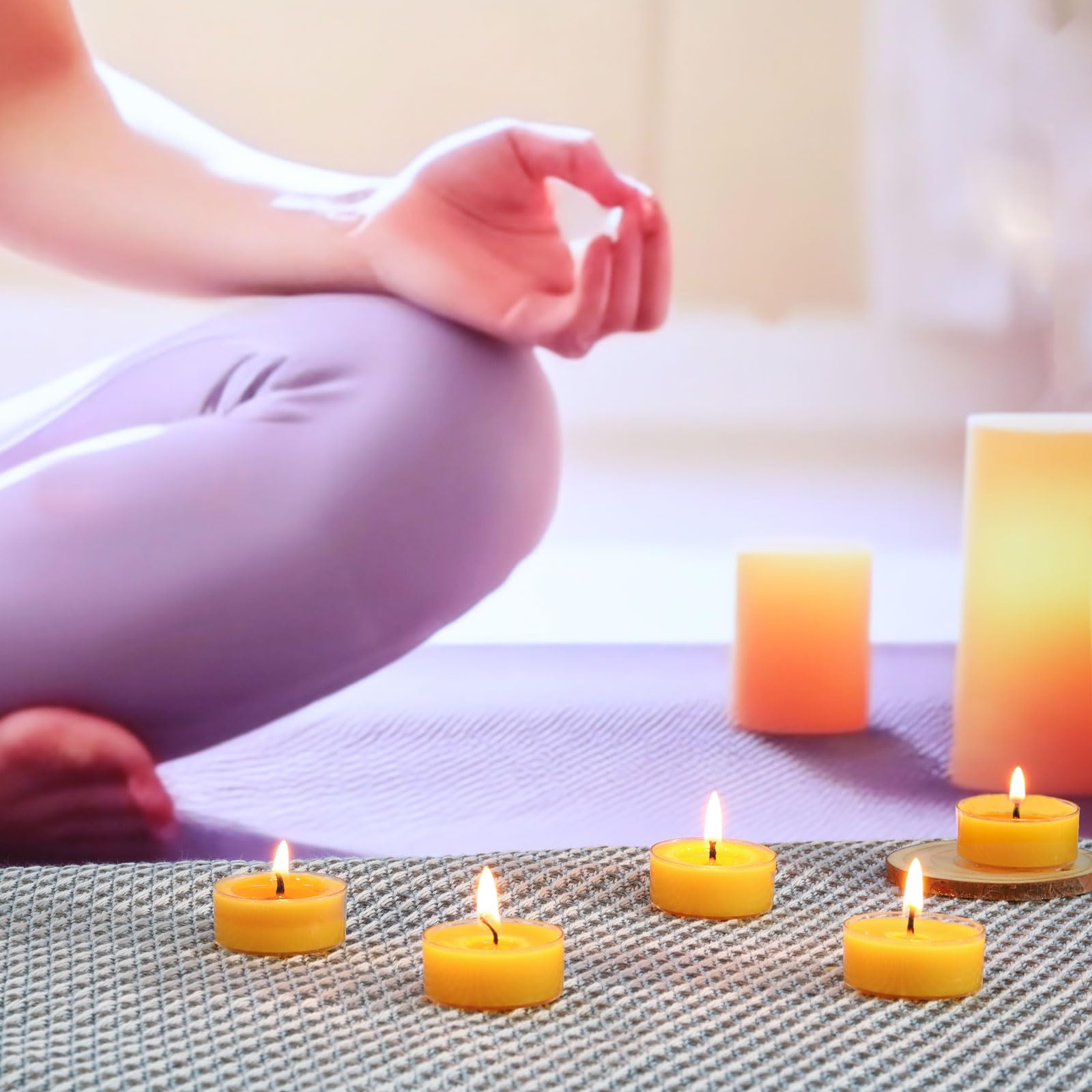 36 Pack Pure Beeswax Tealight Candles - 4 Hour Burn Time, Clean & Even Burning, Smokeless for Relaxation & Air Purification - Perfect for Meditation, Spa, Aromatherapy & Home Decor