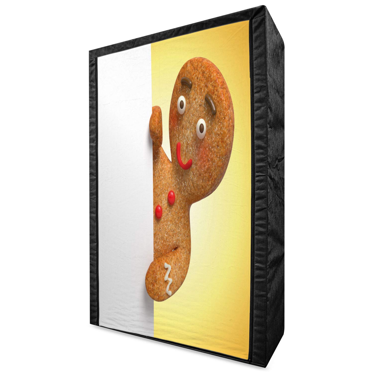 Ambesonne Gingerbread Man Portable Fabric Wardrobe - Funny Christmas Character Print Clothing Organizer with Shelves, 42.5 Inch Multicolor Storage Closet | Perfect for Holiday Decor & Bedroom Organization