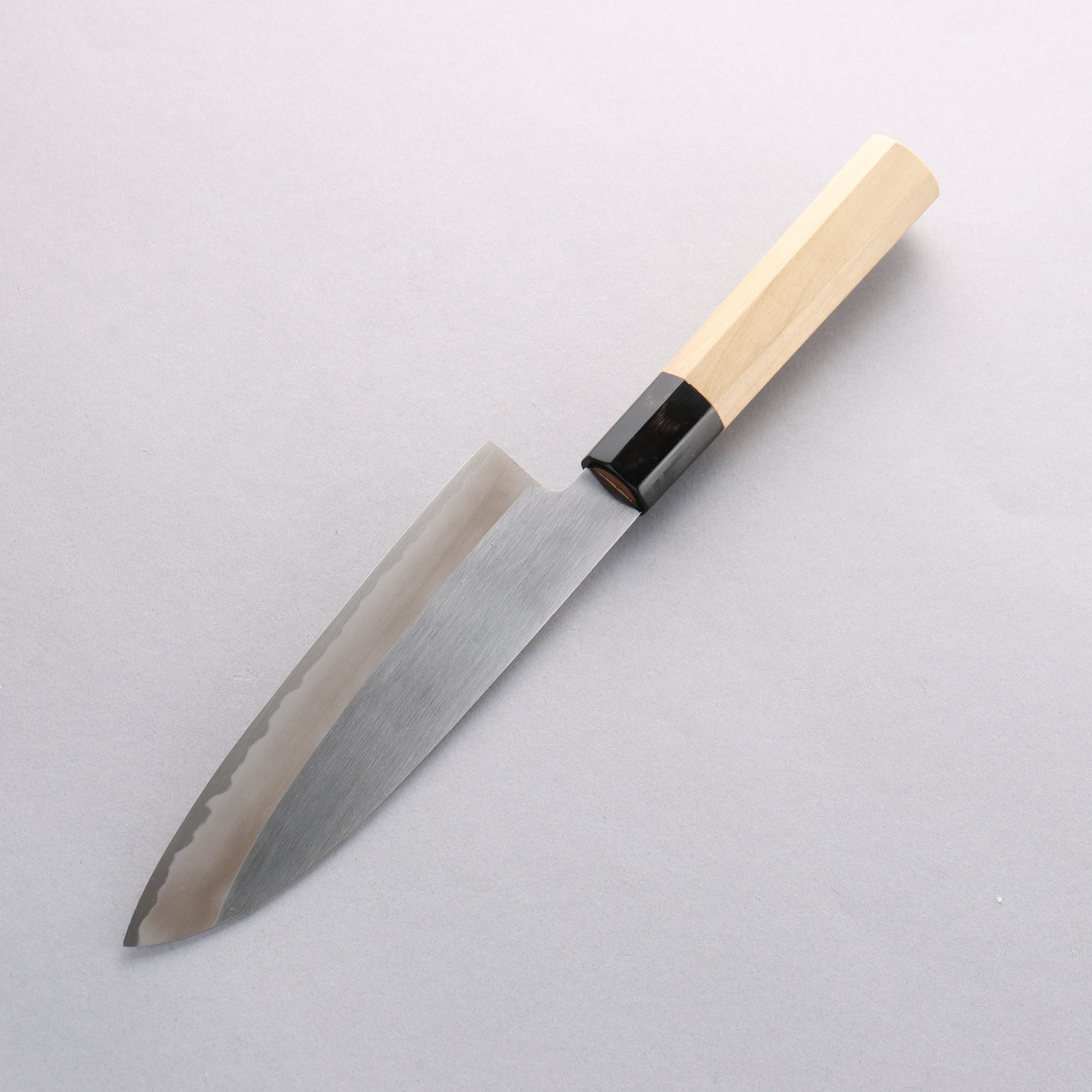 Premium Minamoto Akitada No.2 Blue Steel Kasumi Santoku Knife 180mm - Japanese Magnolia Wood Handle - Professional Chef's Knife for Slicing, Dicing & Mincing Vegetables, Meat & Fish