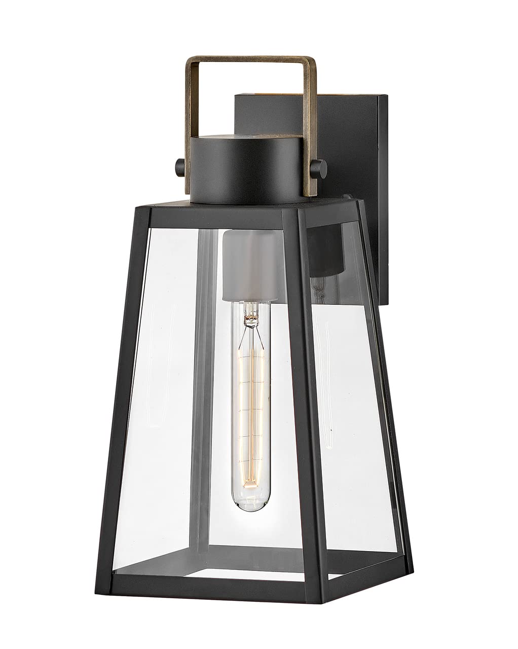 Lark Hugh 82000BK Medium Wall Mount Outdoor Lantern - Two-Tone Black & Bronze Metal Finish, Single Light Fixture - Perfect for Porch, Patio, Garden & Entryway Lighting