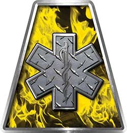 Fire Fighter EMS Rescue Helmet Reflective Decal - Inferno Yellow Star of Life for Emergency Responders & First Aid Teams