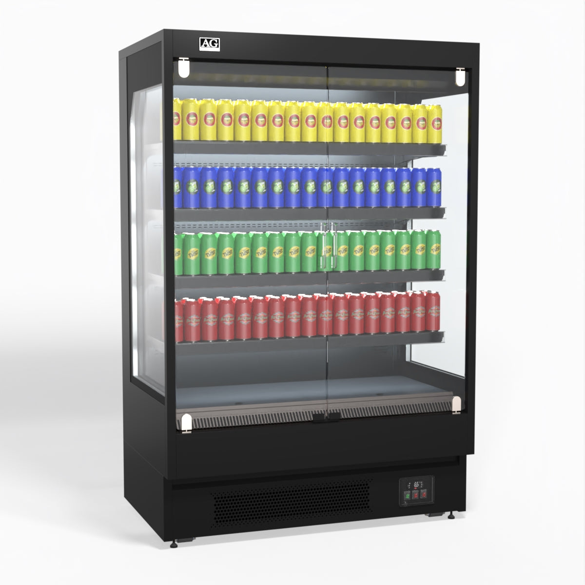 AG 1315mm 2 Door Glass Refrigerator - Commercial Supermarket Multi-Deck Display Case for Fresh Food Storage | Perfect for Grocery Stores, Convenience Shops & Delis