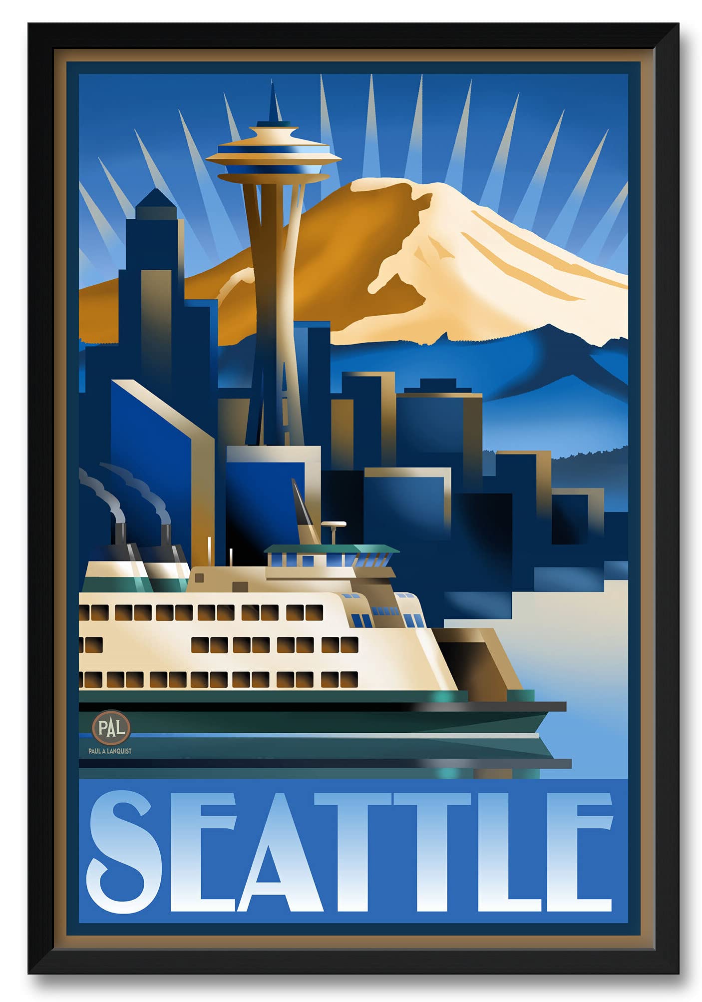 Paul A. Lanquist Framed Space Needle Seattle Sunrise Art Print - 32