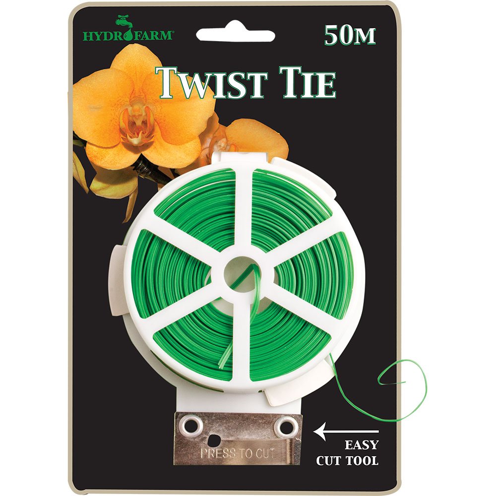 Hydrofarm HGTT Green Plant Twist Ties with Tool - Soft & Flexible Garden Ties for Supporting Vines, Tomatoes & Climbing Plants - Ideal for Indoor/Outdoor Gardening, Greenhouse & Vertical Farming
