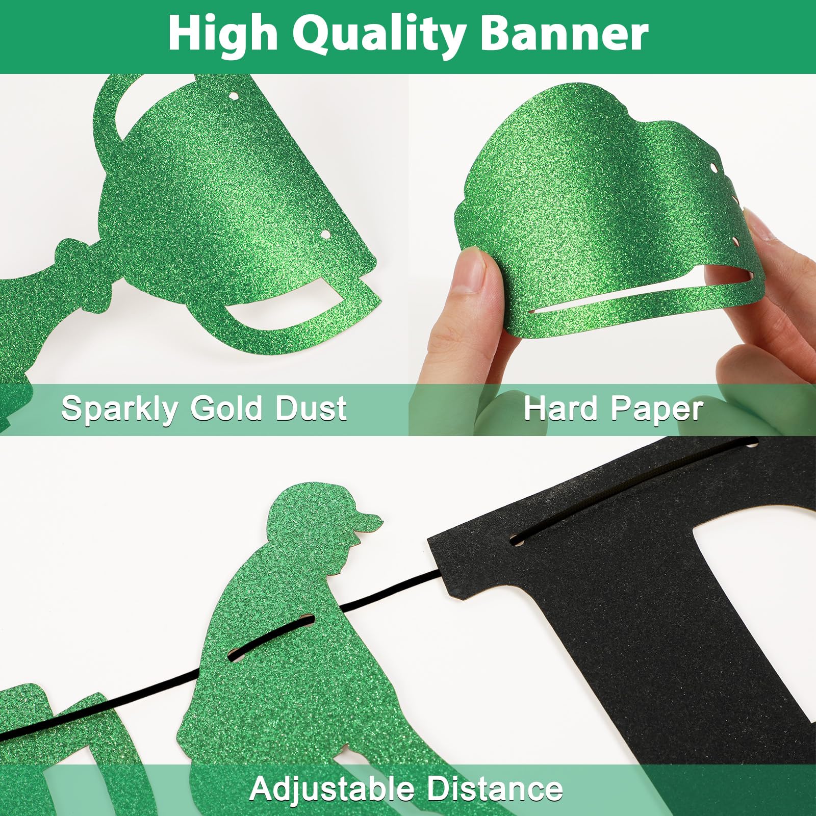 Golf Birthday Banner - Let's Partee Golf Themed Party Decorations for Adults, Kids & Baby Showers - Hanging Swirl Decor for Golf Themed Birthday Parties, Celebrations & Events
