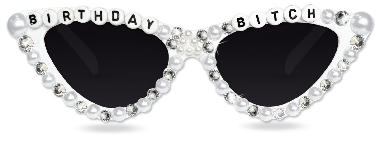 Birthday Girl Sunglasses for Women - White Bling Diamond Pearl Party Glasses | Fun Birthday Outfit Accessories & Party Favors | Perfect for Birthday Celebrations, Bachelorette Parties & Girls' Night Out