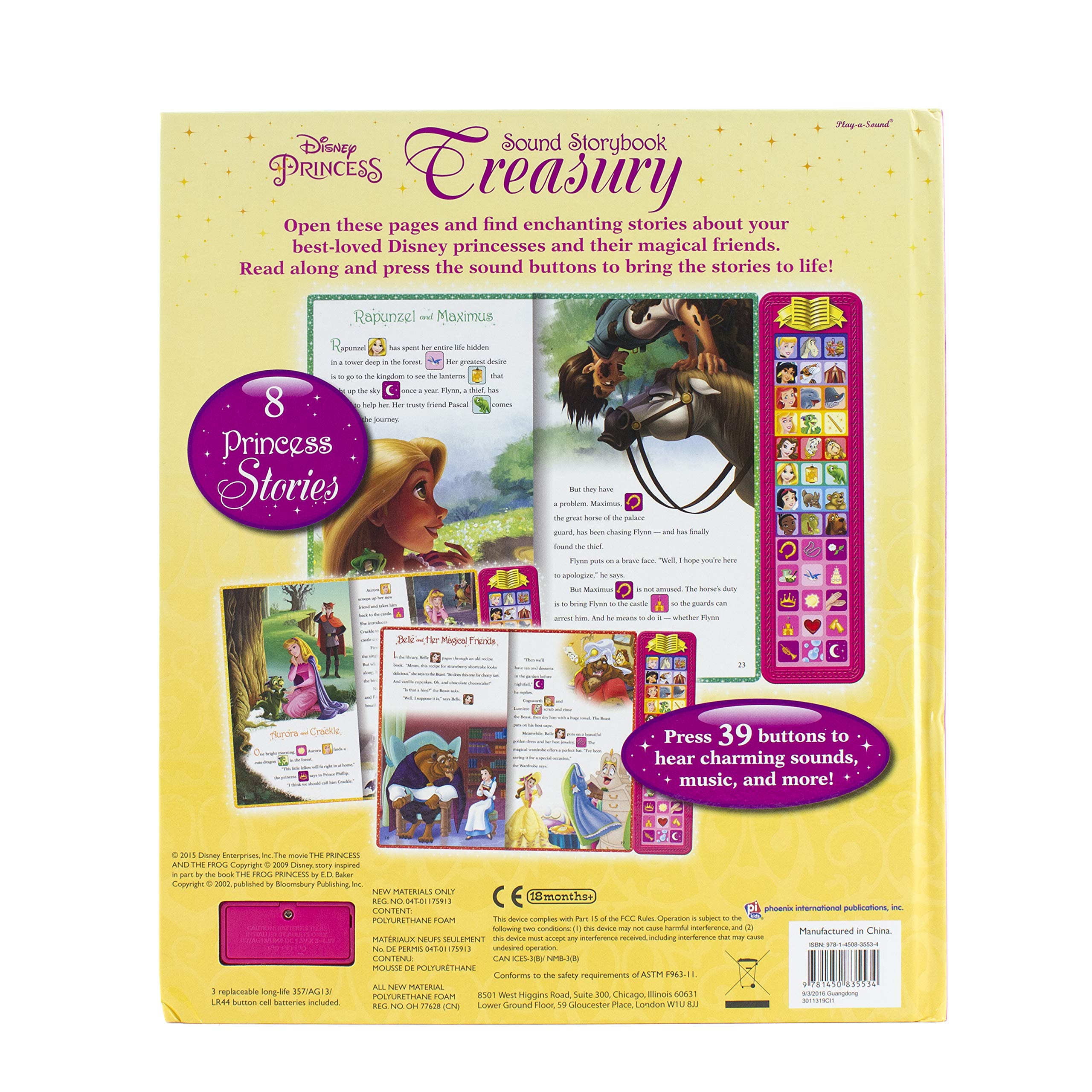 Disney Princess Sound Storybook Treasury for Kids - Interactive Musical Book with Classic Fairy Tales - Perfect for Bedtime Stories, Gifts, and Early Learning