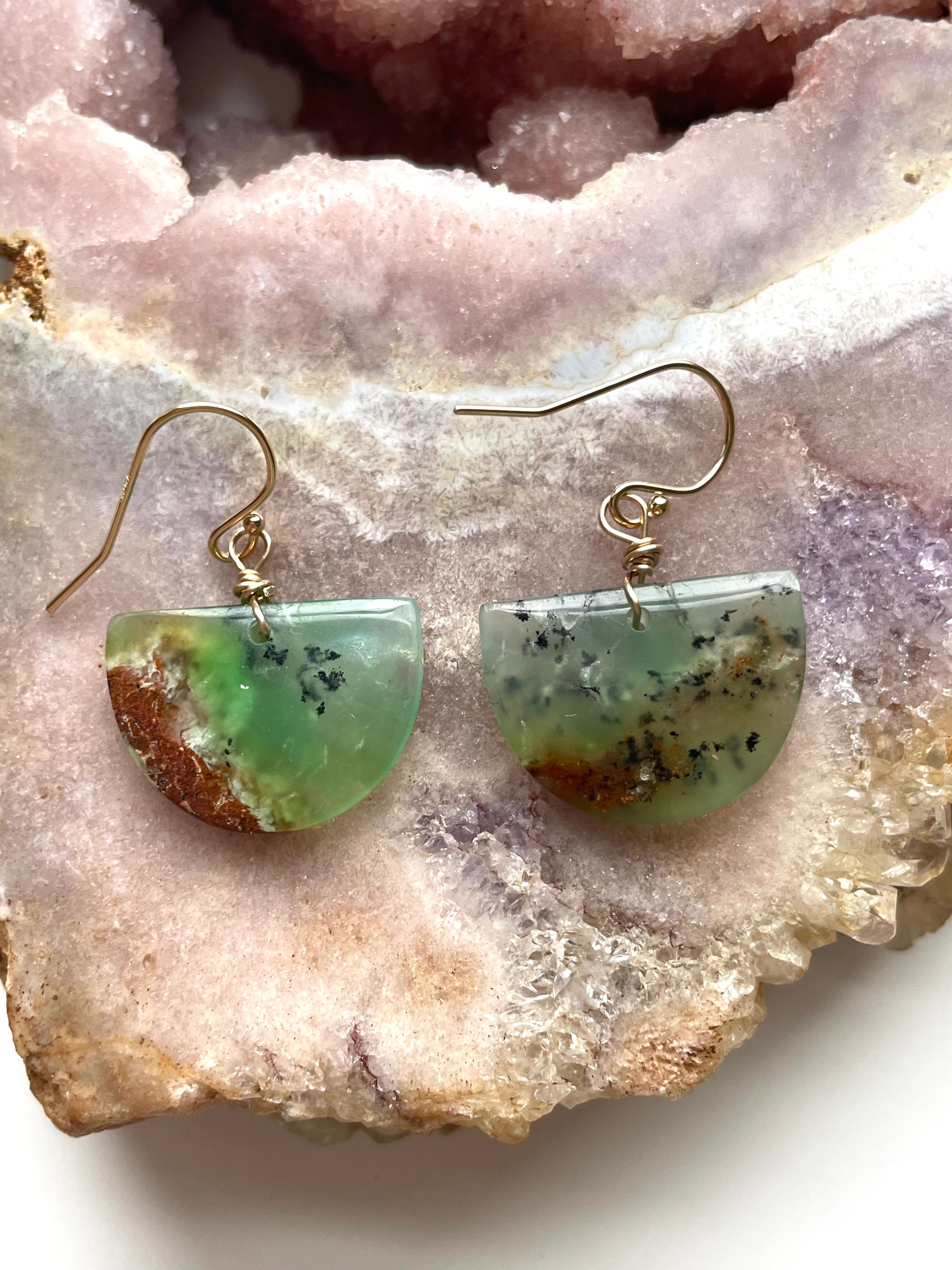 Chrysoprase Statement Earrings - 14K Gold Filled Dangle Earrings for Women | Elegant Jewelry Gift for Birthday, Anniversary & Special Occasions