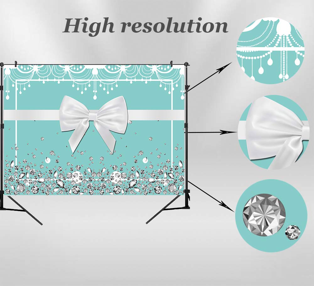 Sensfun 7x5ft Blue Bowknot Backdrop - Elegant Turquoise Ribbon Wedding Backdrop for Bridal Shower, Sweet 16 Birthday, Baby Shower & Party Photo Booth Background | Perfect for Indoor Events, Photography Studio & Social Media Content Creation
