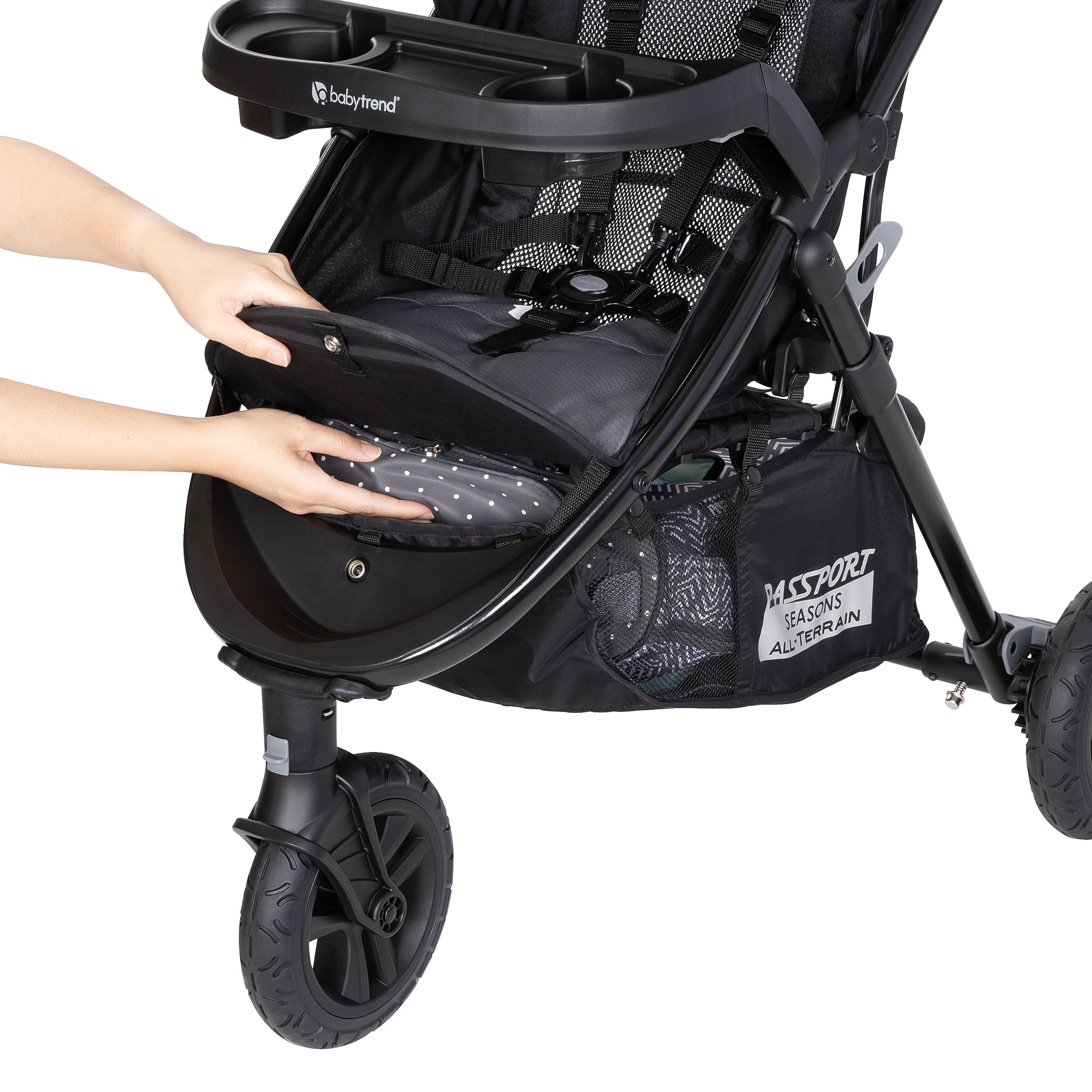 Baby Trend Passport® Seasons All-Terrain Stroller Travel System with EZ-Lift™ PLUS Infant Car Seat - Dash Black | Lightweight & Durable for Outdoor Adventures, Shopping & Travel | Perfect for Newborns & Toddlers