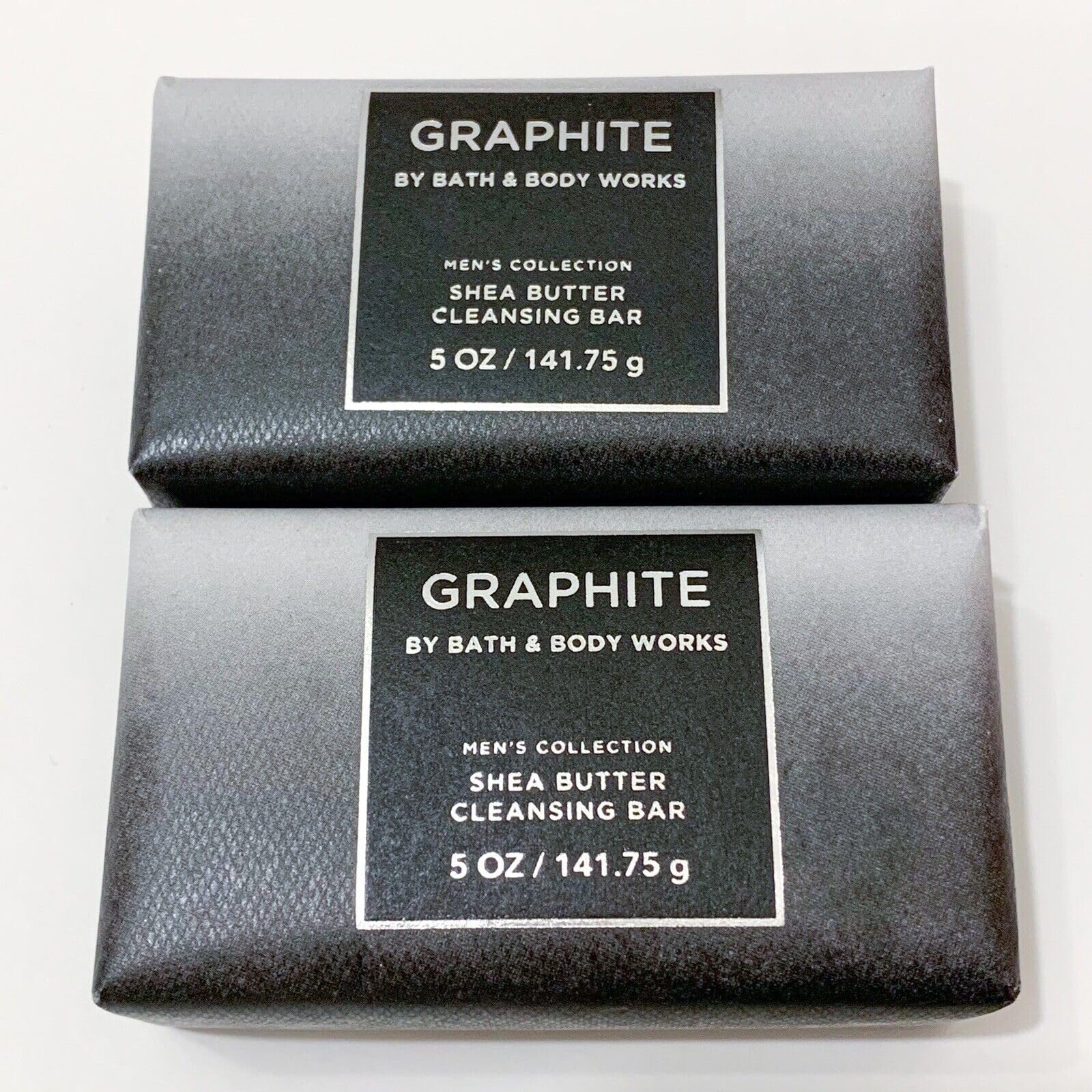 2 Pack Men's Shea Butter Bath & Body Cleansing Bar Soap - 5 oz Each, Graphite Scented - Moisturizing & Exfoliating for Shower, Gym & Travel