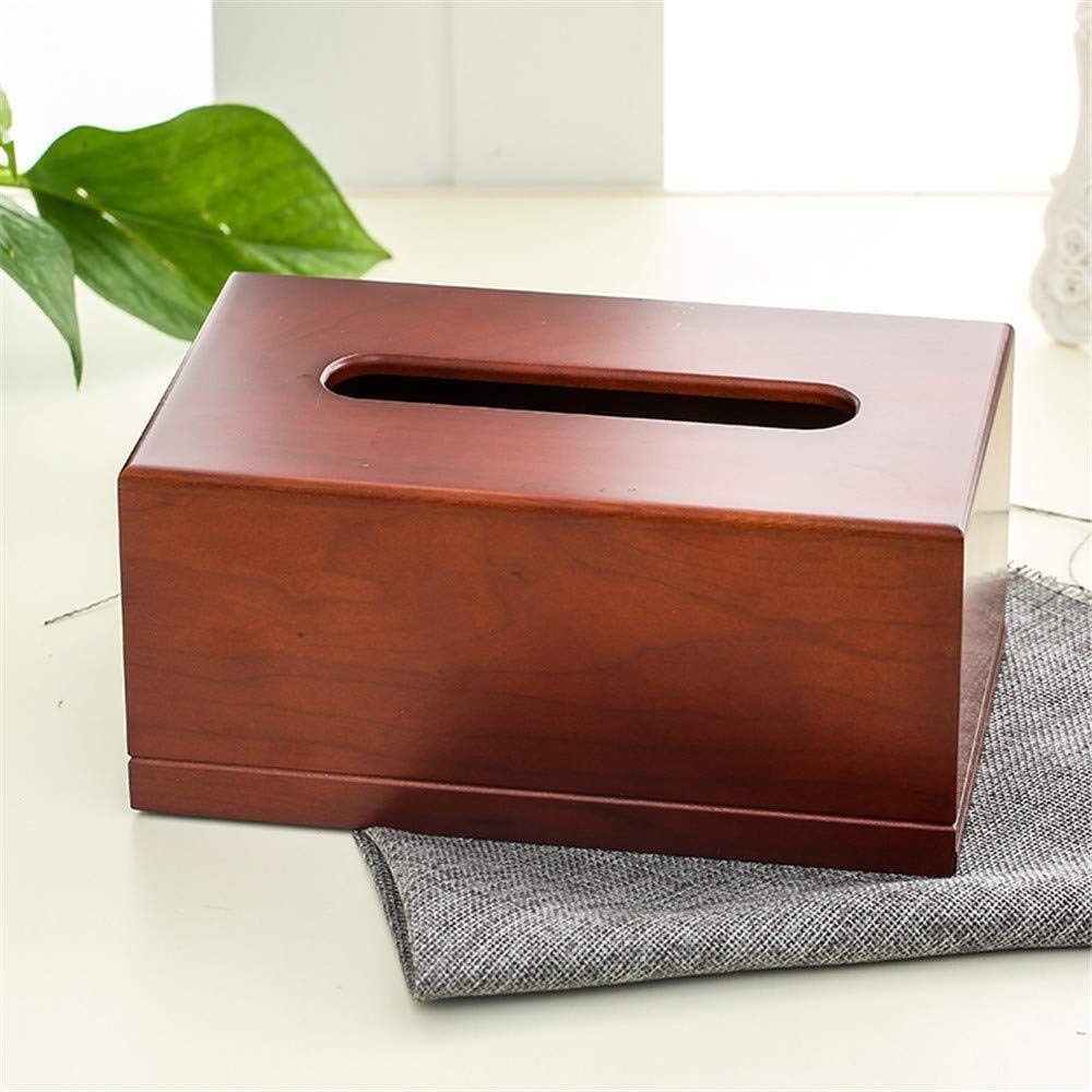 Nordic Style Cherry Wood Tissue Box Cover - Rectangular Paper Towel Holder Tray for Home Decor (20x12x9.4cm, Coffee Brown) | Perfect for Living Room, Bedroom & Bathroom Organization