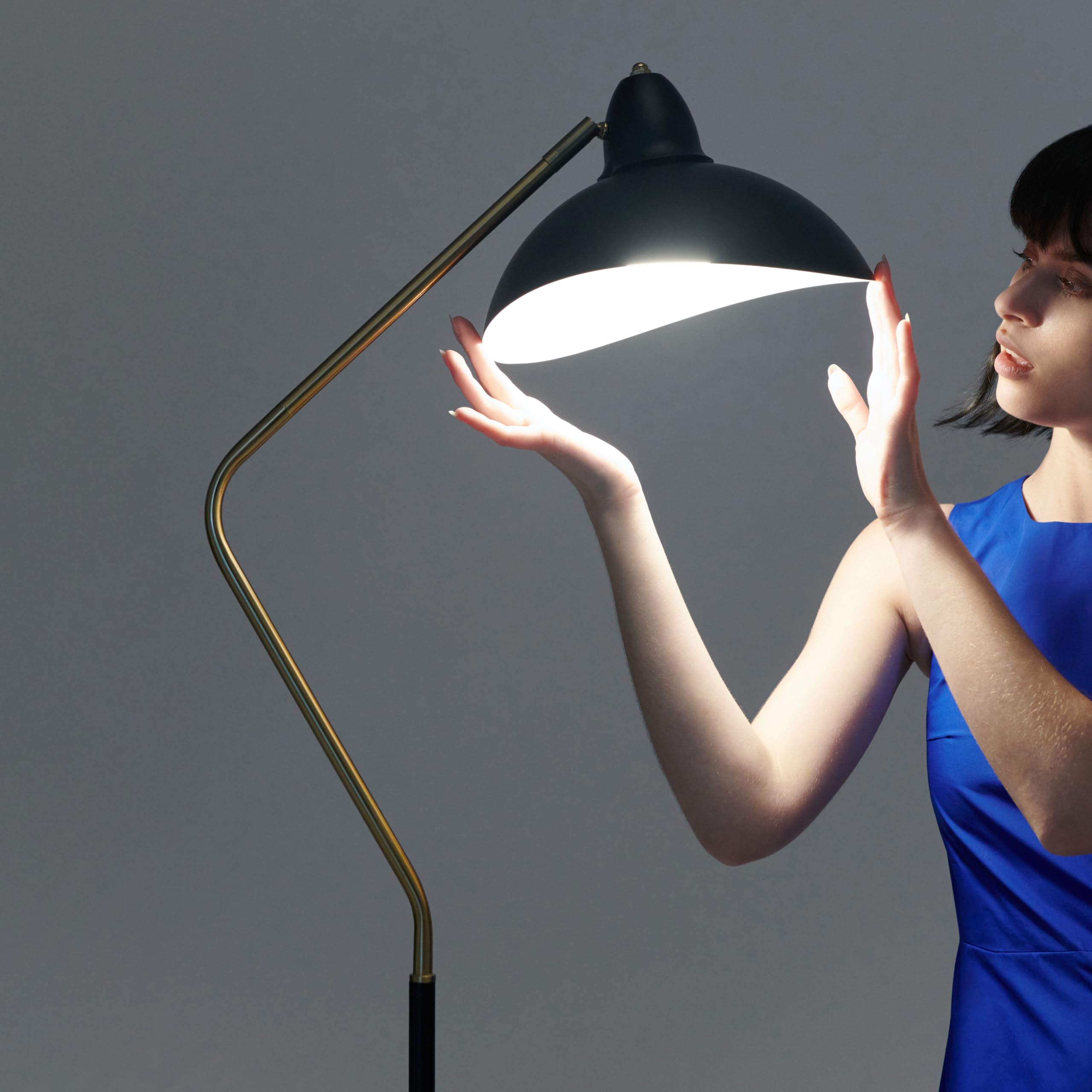 Brightech Swoop LED Adjustable Floor Lamp - Modern Tall Standing Light with Heavy Base for Living Room, Bedroom & Office - Perfect Reading Lamp for Chairs & Workspaces - Elegant Home Decor Lighting Solution