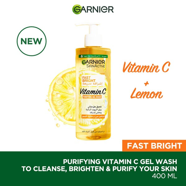 Fast Bright Vitamin C Brightening & Purifying Face Gel Wash for Glowing Skin - Perfect for Morning & Night Skincare Routine