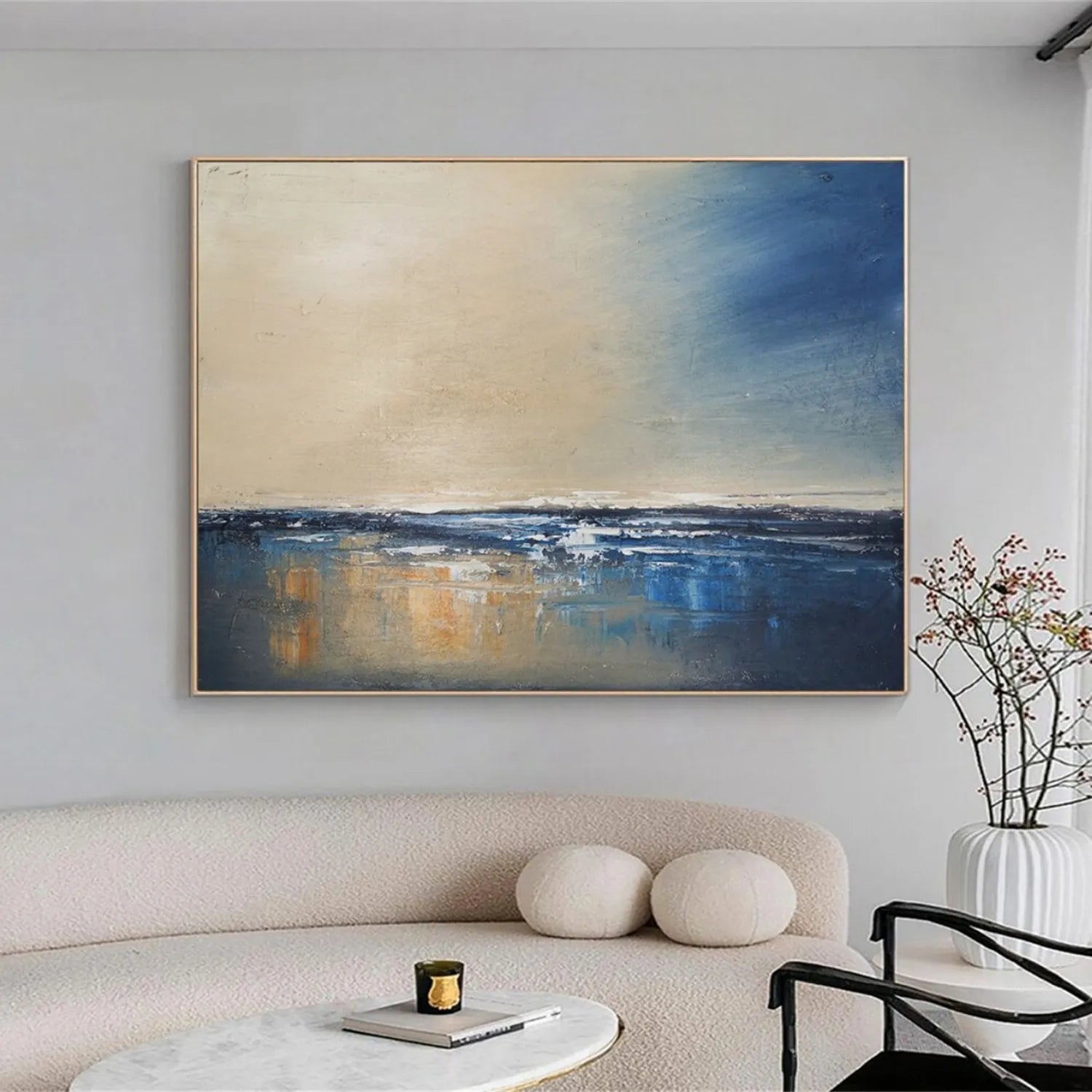 Ocean and Sky Painting #OS178 - Handmade Canvas Wall Art for Home Decor, Office, Living Room, Bedroom | Coastal Landscape Artwork