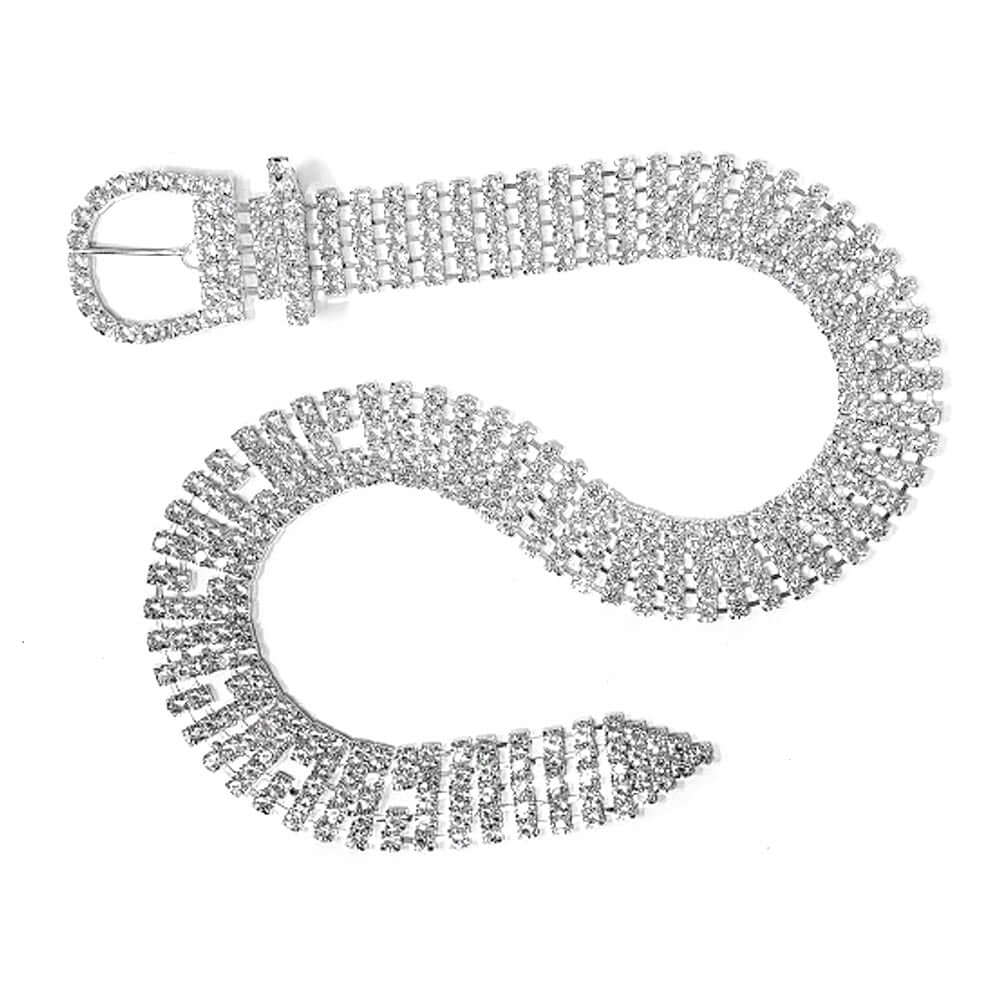 Women's Fashion Rhinestone Buckle Belt - Sparkling Crystal Embellished Waist Belt for Dresses, Jeans & Formal Wear | Perfect for Parties, Weddings & Evening Events