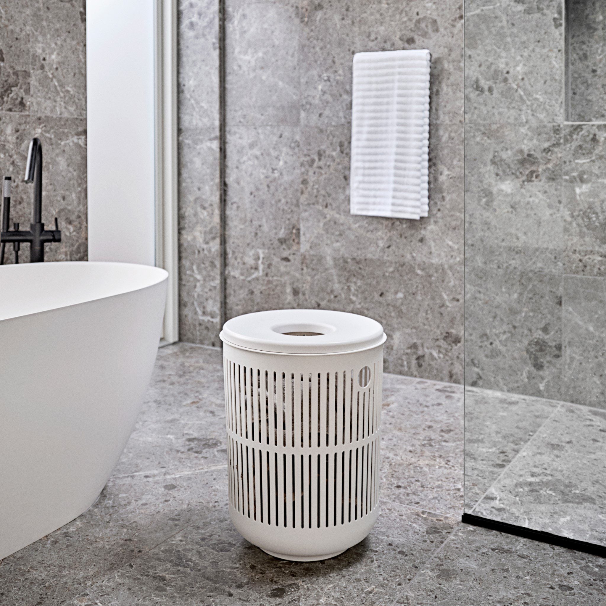 ZONE DENMARK Ume 60L Laundry Basket with Lid - White | Foldable Storage Bin for Clothes, Toys & Home Organization | Perfect for Bedroom, Bathroom & Nursery