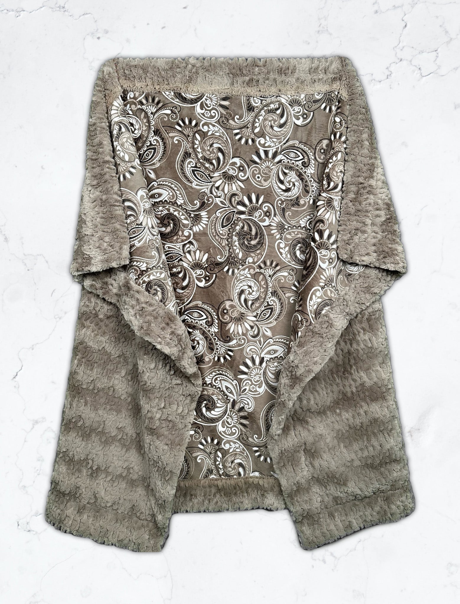 Paisley Taupe on Light Taupe Florence Extra Large Adult Blanket 53x81 Inches - Soft Cozy Throw for Couch, Bed & Home Decor