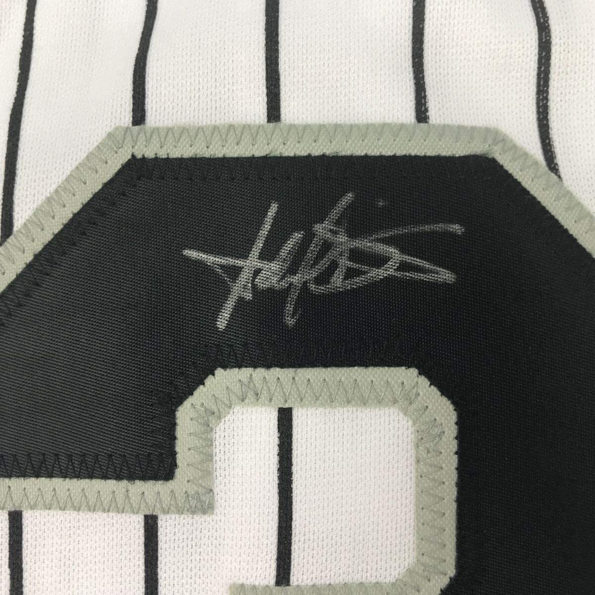 Authentic Autographed Harold Baines Chicago White Sox Pinstripe Baseball Jersey with Beckett BAS COA - Perfect for Collectors, Sports Memorabilia Displays, and White Sox Fans