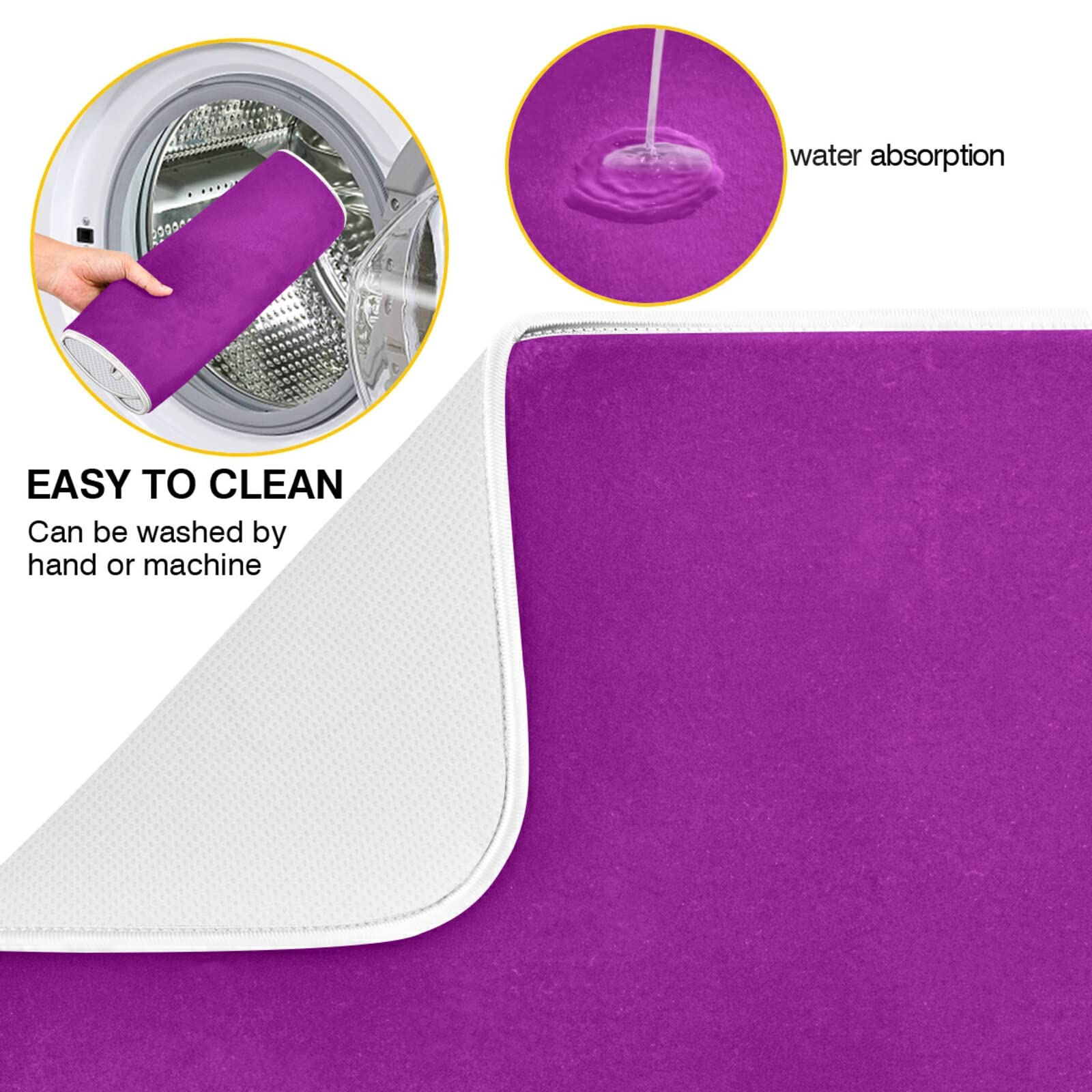 **Extra Large Purple Microfiber Dish Drying Mat - 18x24 Inch Heat-Resistant Kitchen Counter Decor, Non-Slip Drainer Pad for Dishes & Utensils | Perfect for Kitchen Countertops, Sinks & Dish Racks**