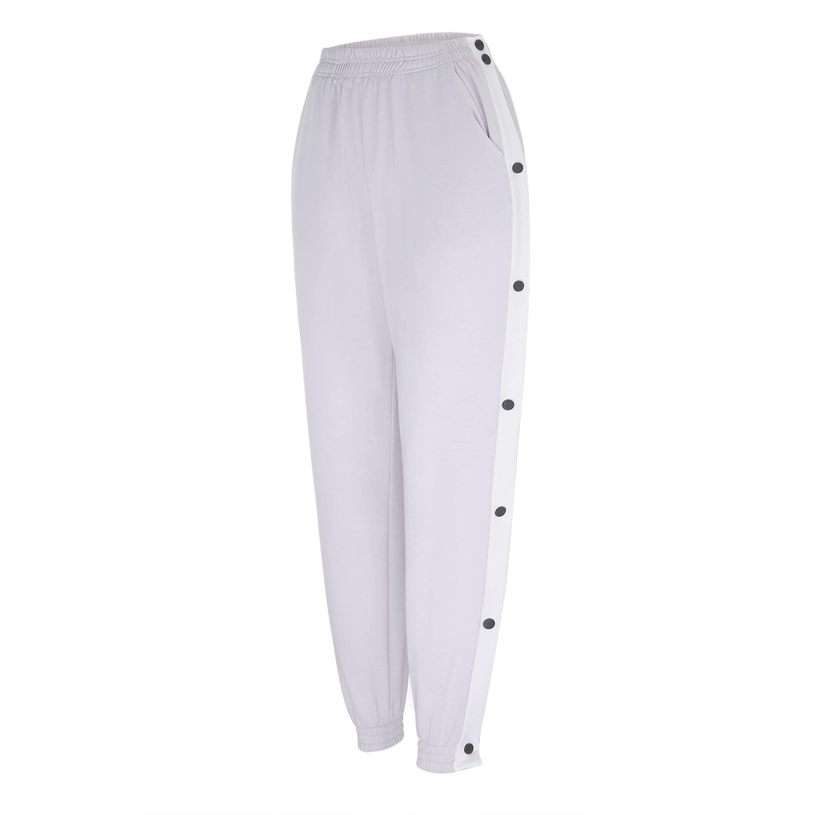 Women's High Waisted Tear Away Workout Pants - Warm Up Sweatpants with Cinch Bottom for Basketball, Jogging & Gym | Comfortable Activewear Trousers (Gray, Large) - Perfect for Sports, Training & Casual Wear